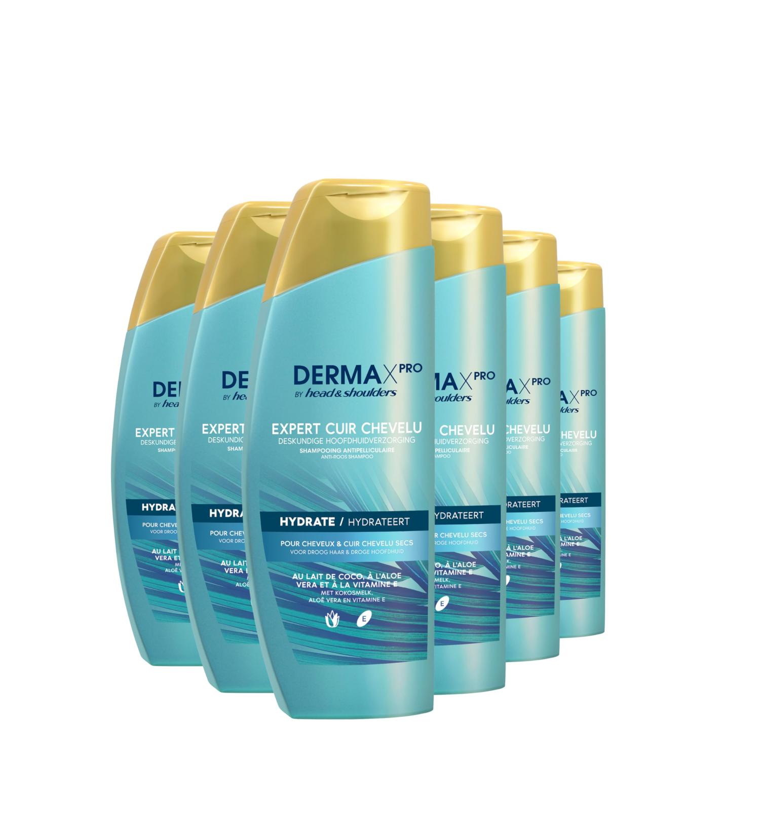 Head & Shoulders DERMAxPRO by Head & Shoulders HYDRATE Moisturizing Anti-Dandruff Shampoo for Dry Hair and Scalp - With Coconut Milk Aloe Vera and Vitamin E - 6x225 ml - Buy Online on GoSupps.com