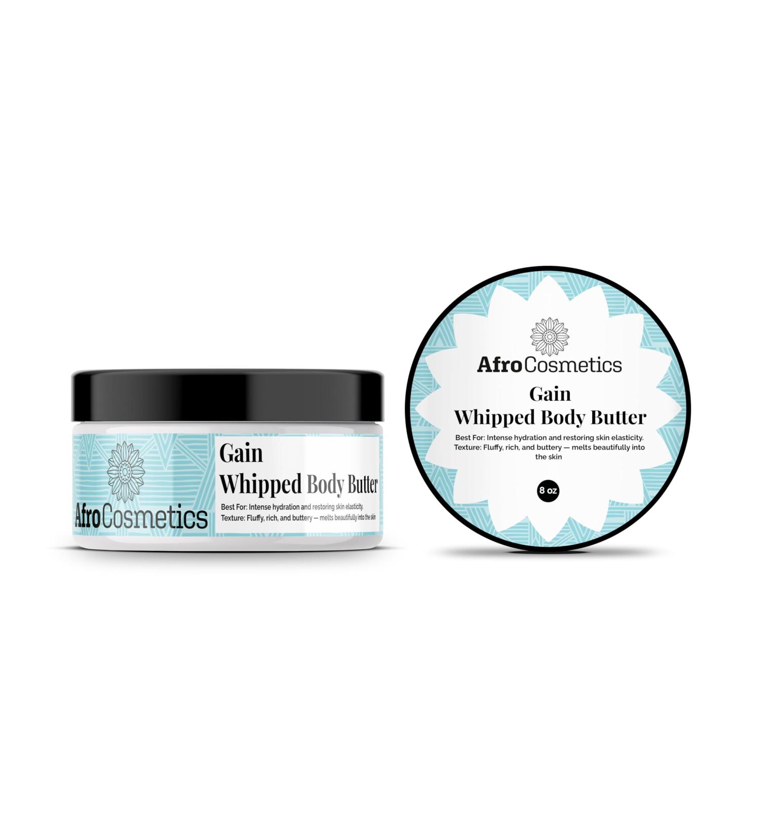 AFROCOSMETICS Gain Whipped Body Butter Hydrates and Nourish the Skin 8 oz