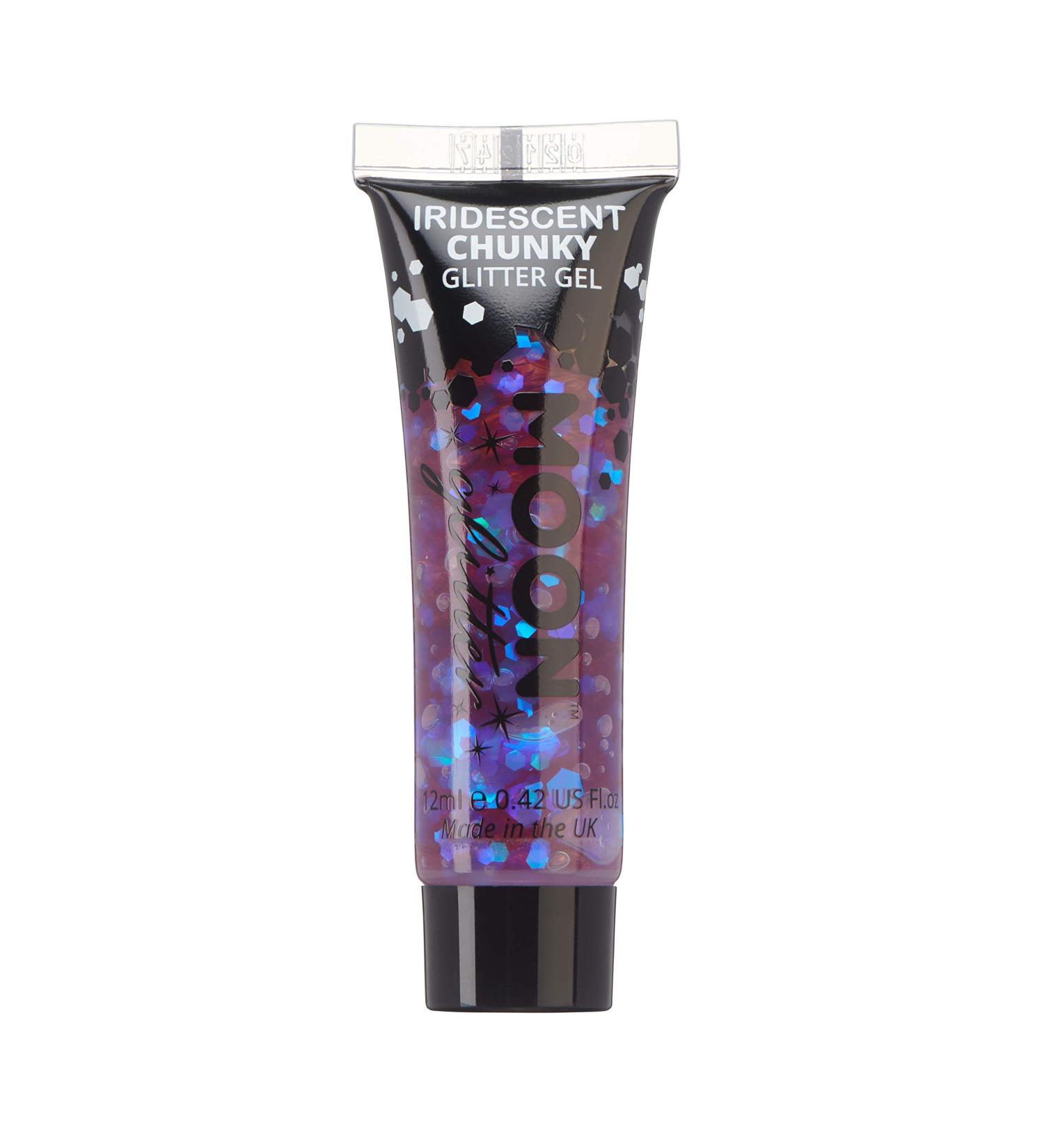 Moon Glitter Iridescent Chunky Glitter Gel - Purple - Cosmetic Festival Face & Body Glitter Paint - 12ml - Buy Online on GoSupps.com
