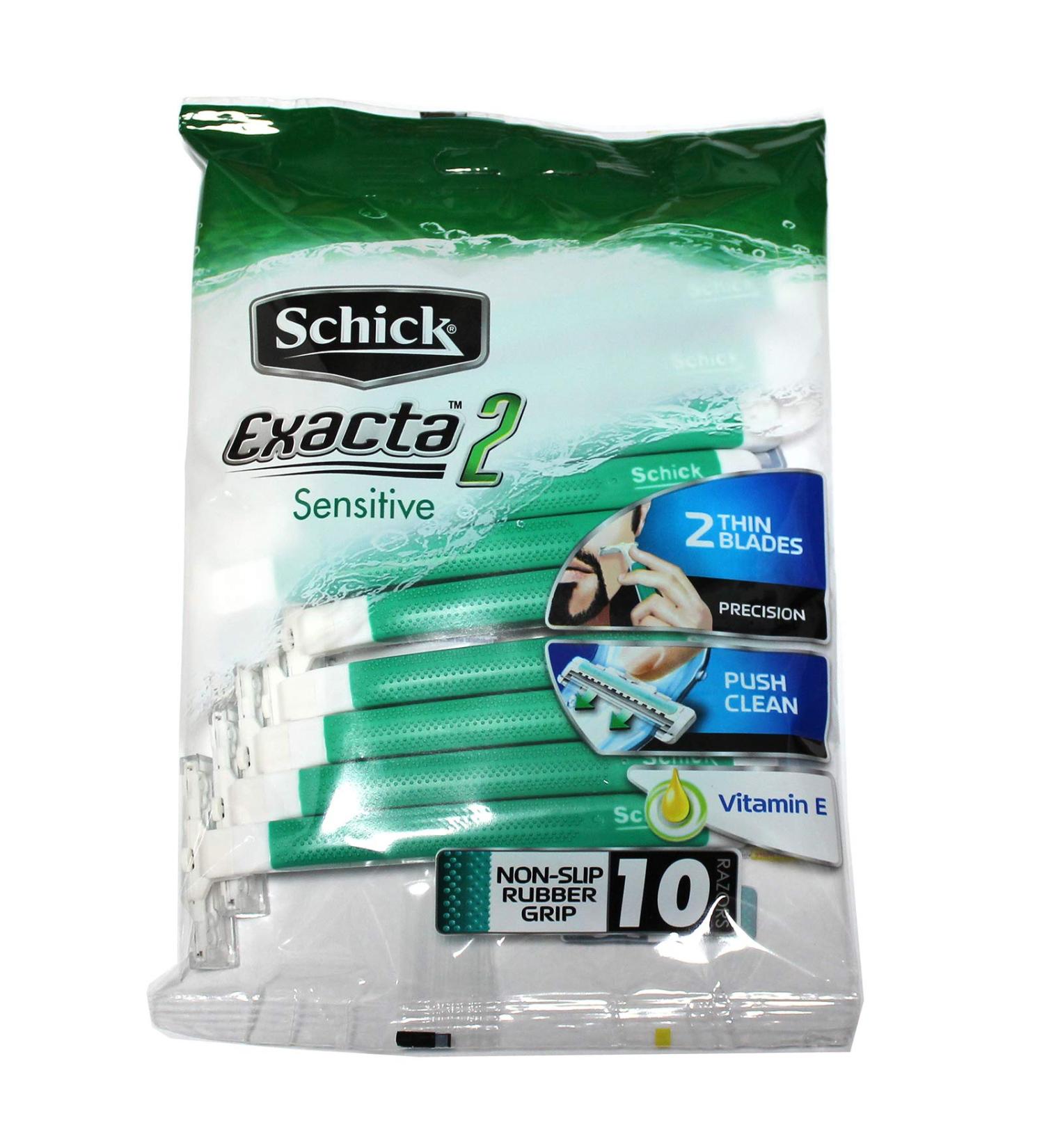 Schick Exacta2 Sensitive Disposable Razor - 10 Count Pack - Multicolor - Buy Online on GoSupps.com
