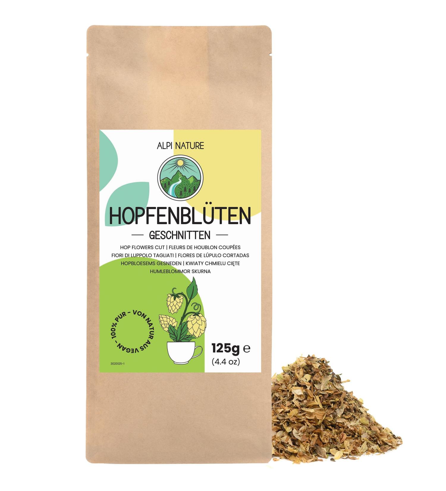  Alpi Nature Alpi Nature Chopped Hops 125g Dried and Chopped Hop Petals Humulus Lupulus Loose Leaf Herbal Tea - Buy Online on GoSupps.com