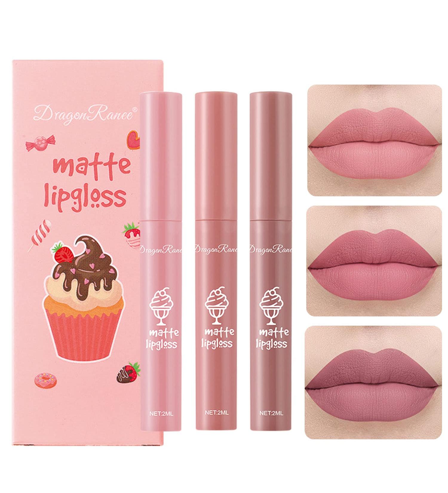 3 Colors Nude Matte Lipstick Set - Long Lasting & Waterproof Lip Gloss for Women Makeup (Set A) - Buy Online on GoSupps.com