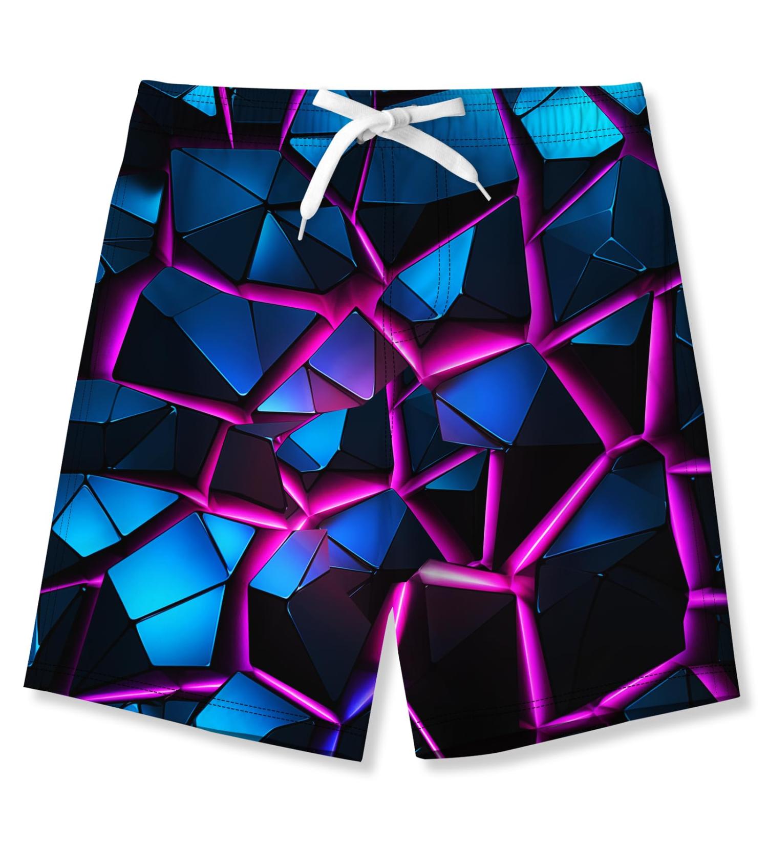 Tuonroad Boys Bathing Shorts - Funny 3D Print Fast Drying Swim Trunks for Ages 5-14 | Purple Beach Shorts - Buy Online on GoSupps.com