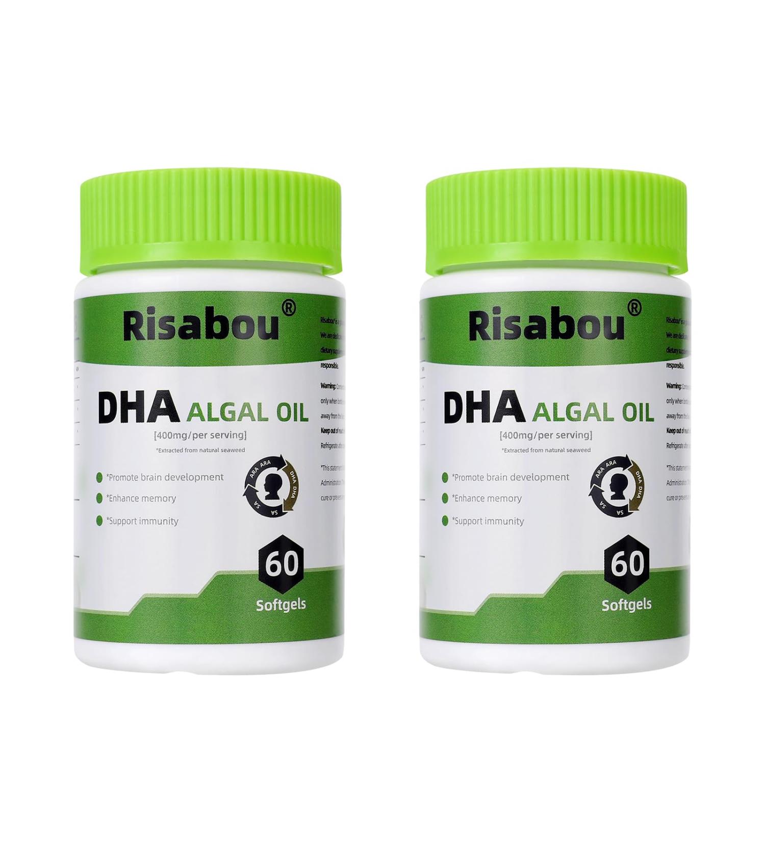 2 Bottles Algal Oil DHA 400 mg with ARA and SA 120 Softgels Algae Oil - DHA Omega 3 Supplement 1 Softgel per Serving for Brain Memory & Nervous System Support - Non-GMO - Buy Online on GoSupps.com