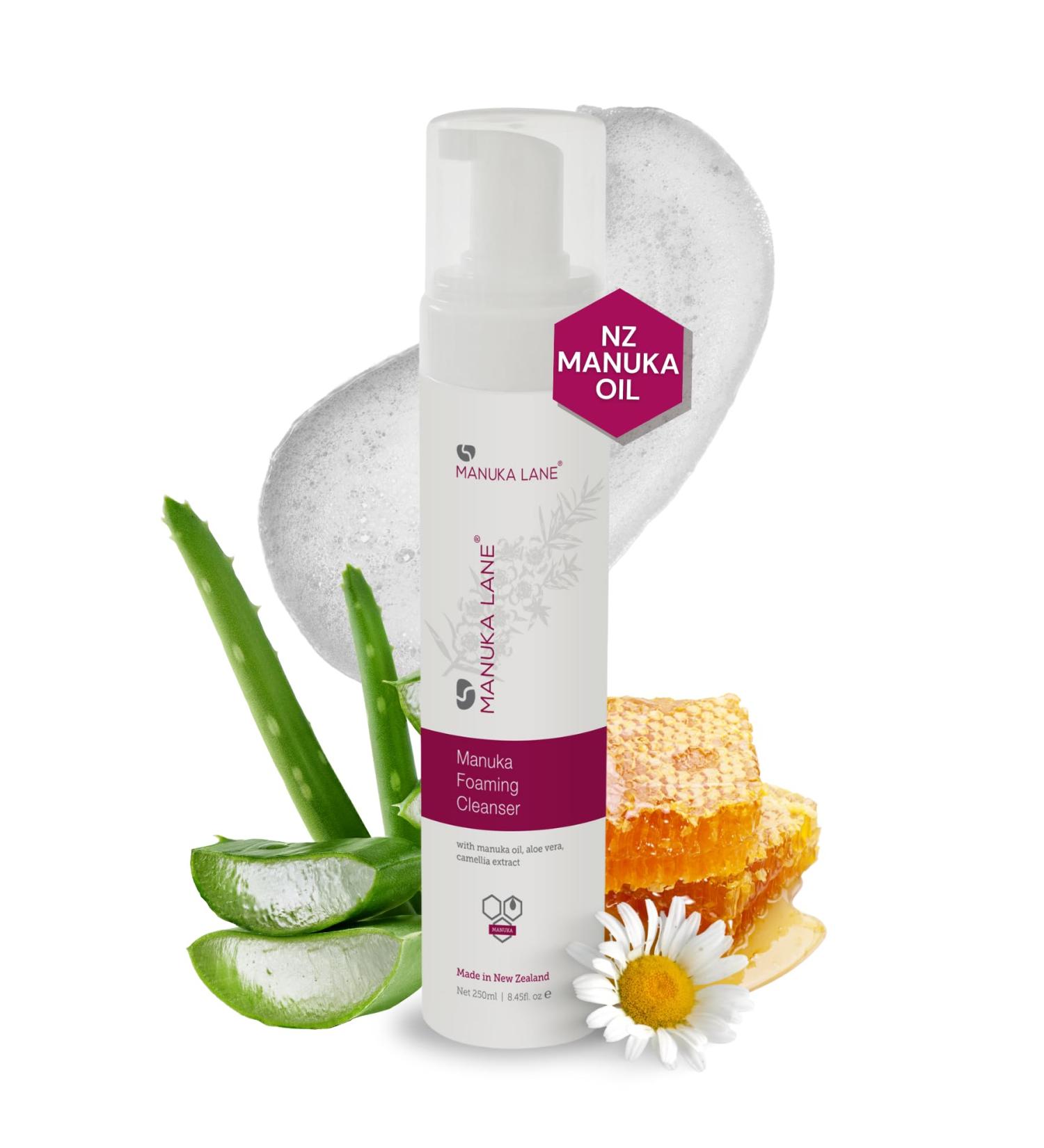 Manuka Lane Foaming Cleanser with Aloe Vera and Camellia leaf extract Manuka Oil Results for Soothe Your Face | Cleansing Your Face and Neck Foaming Cleanser 8.45 Ounce (Pack of 1) - Buy Online on GoSupps.com