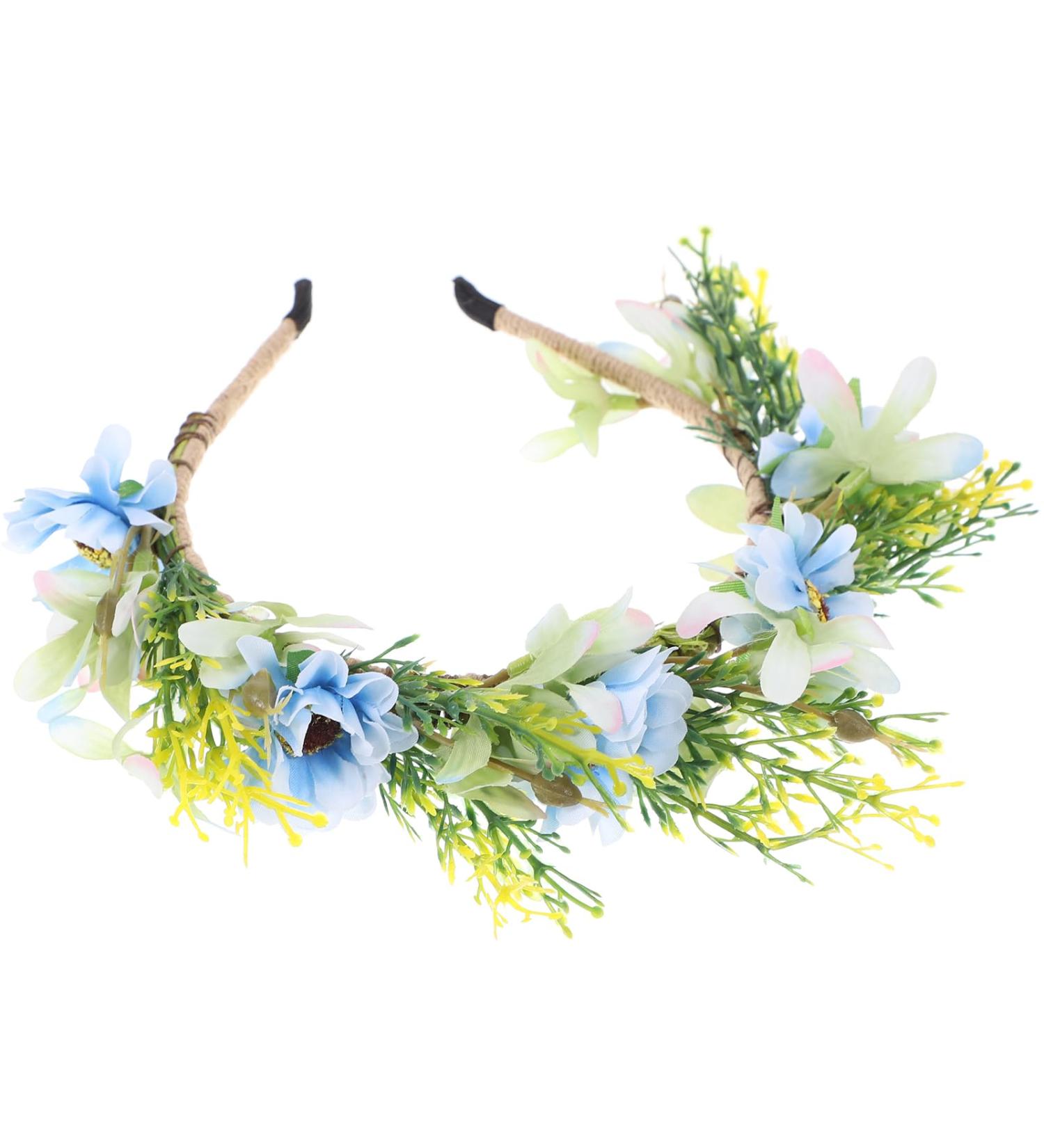 Peony Flower Headband Christmas Blue Flower Hair Band Xmas Floral Crown Headpiece for Girl Women Home Wedding Party Favor Decorations - Buy Online on GoSupps.com