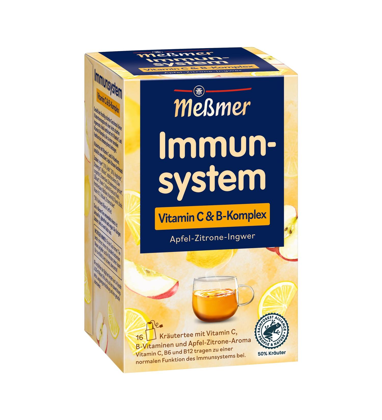 Meßmer Immune System | Vitamin C & B Complex | 16 Tea Bags | Gluten Free | Lactose Free | Vegan Immune System 16 Tea Bags