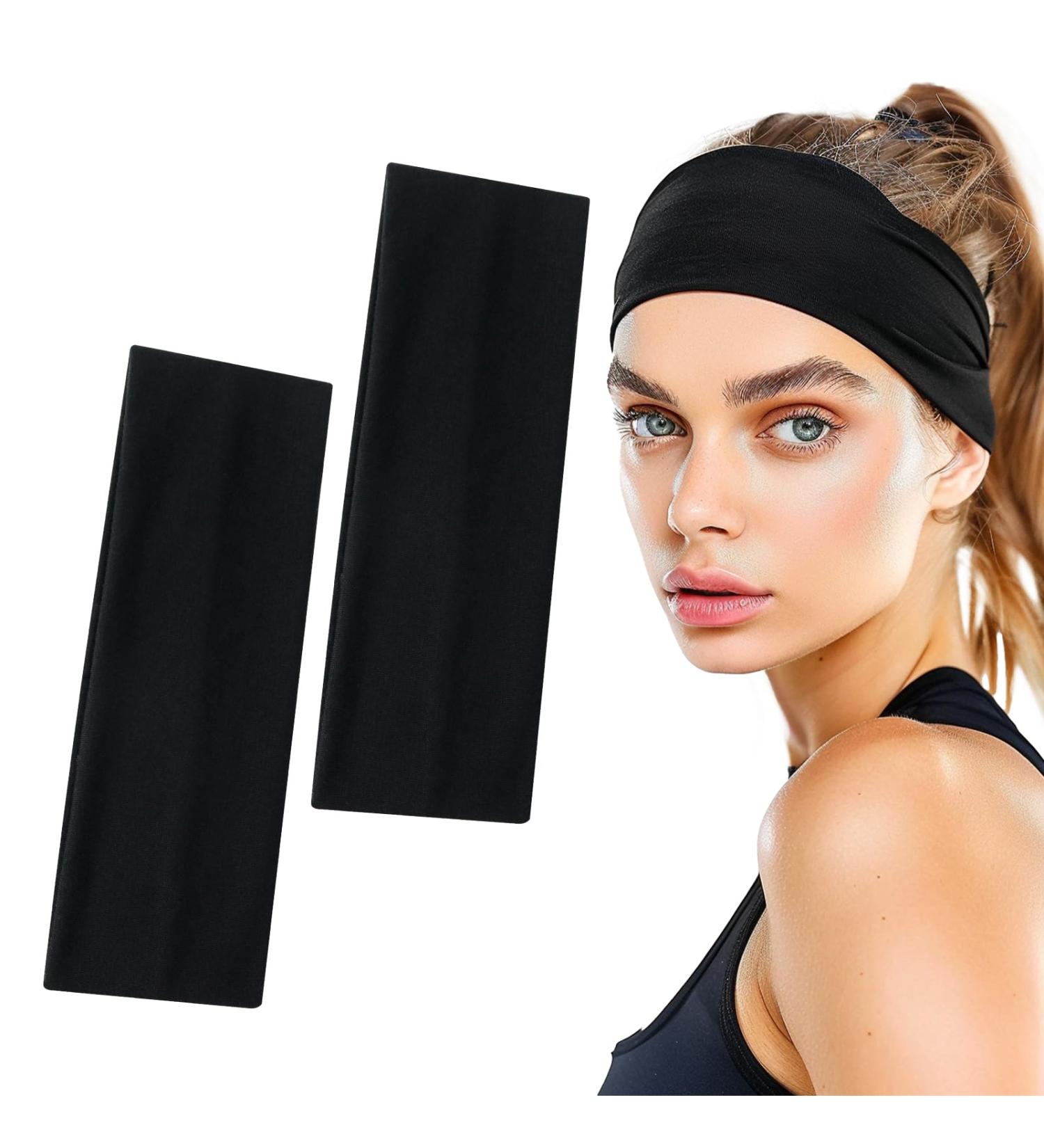 Buy Sularpek 2-Pack Elastic Anti-Slip Black Hair Bands for Women 7cm Wide Headbands for Running Cycling Yoga & Fitness - Buy Online on GoSupps.com