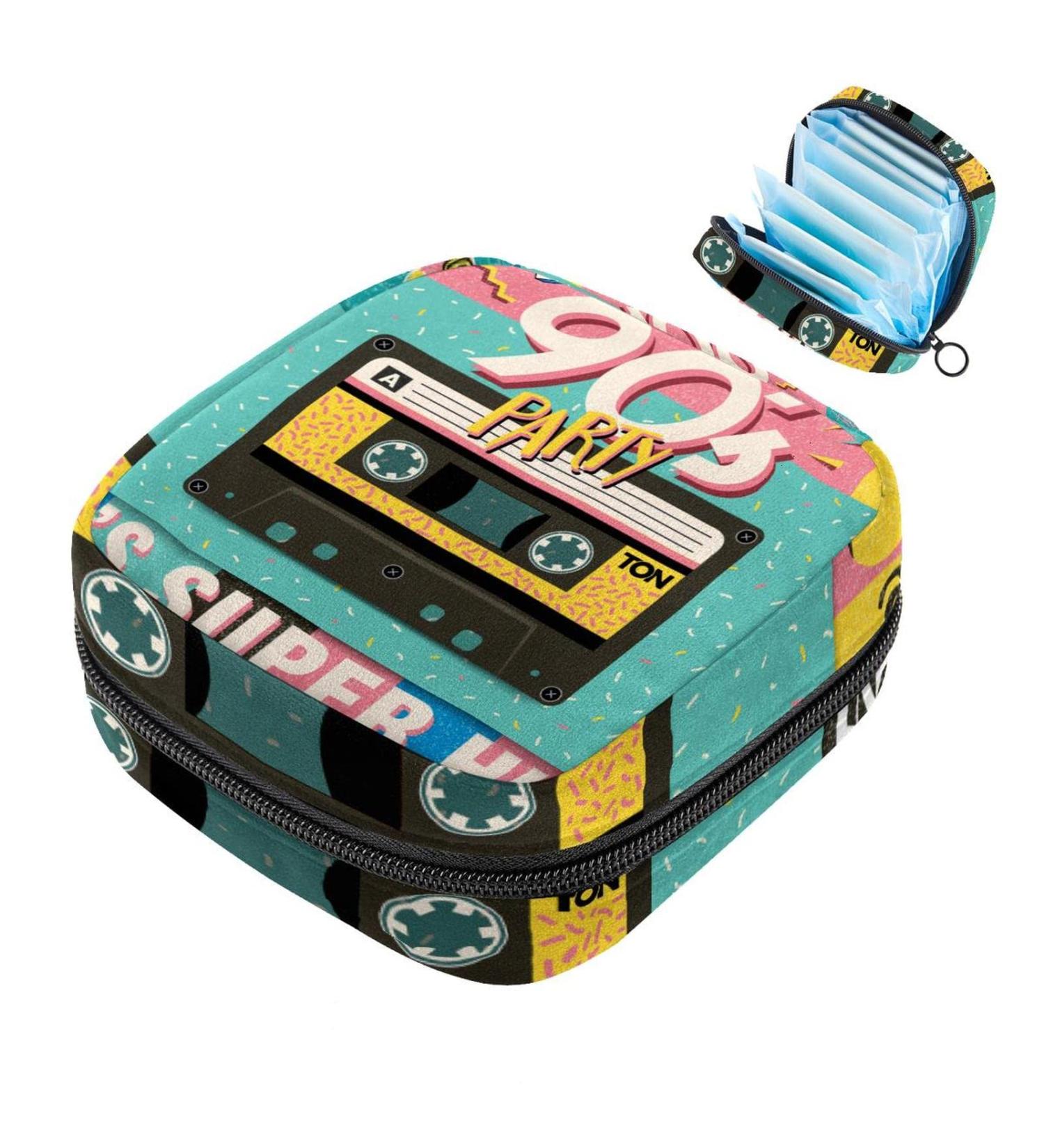 1990s Music Band Colorful Storage Bag | Portable Menstrual Pad & Cup Bag for Teenagers & Women - Buy Online on GoSupps.com