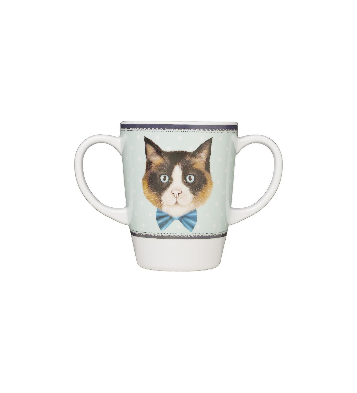 Rosa Lifestyle Two Handled Melamine Cat Mug 400ml - Lightweight Daily Living Aid for Elderly with Weak Grip - Buy Online on GoSupps.com