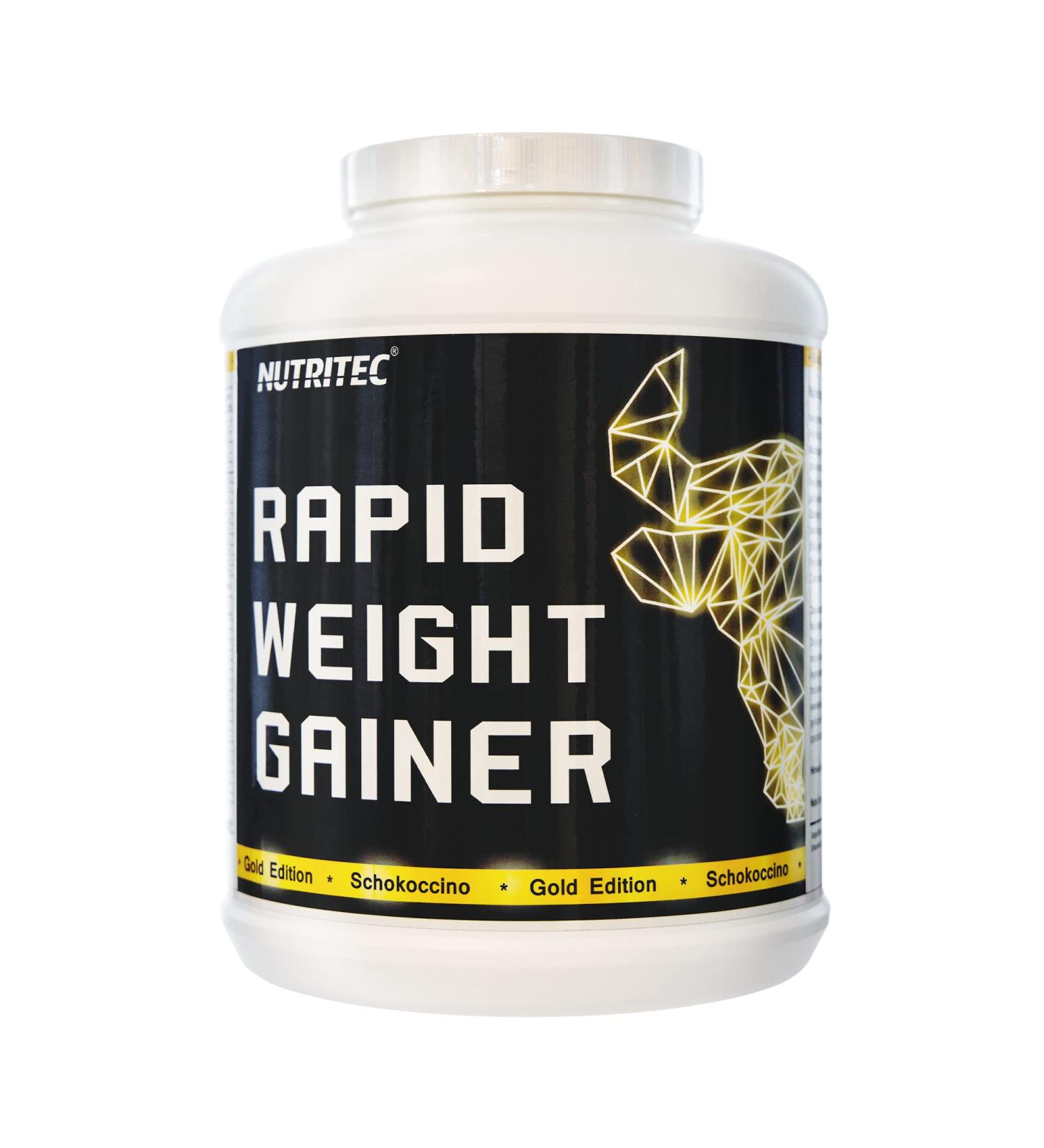 Nutritec Rapid Weight Gainer Gold Edition - 2kg Chocolate Mass Gainer Powder with Excellent Solubility for Fast Results | International Shipping Available - Buy Online on GoSupps.com