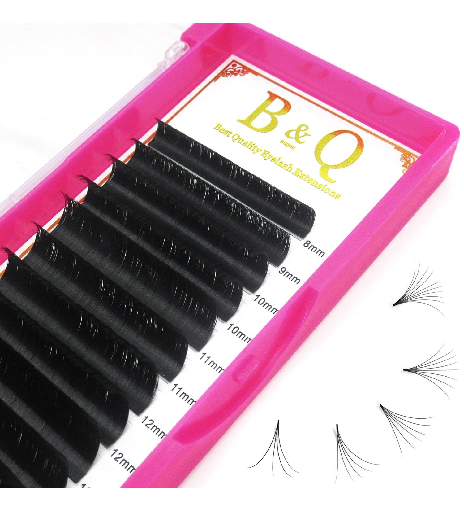 B&Q Self-Fanned Eyelashes - Easy Fan Volume Extensions | C CC D DD Curls | 8-15 mm Mix | Professional Quality - Buy Online on GoSupps.com