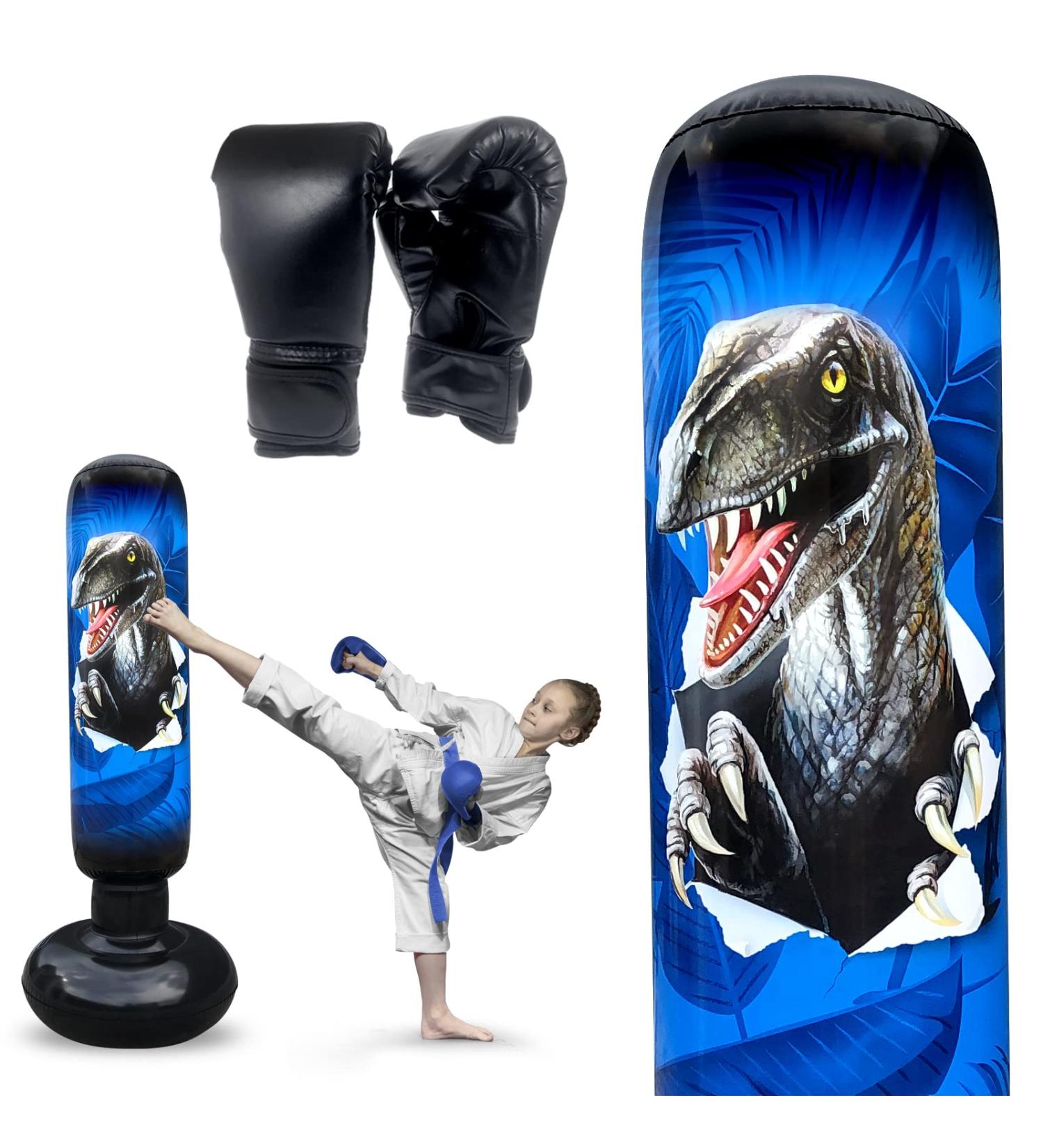 RAGECAMEL Inflatable Dinosaur Punching Bag Set for Kids - Freestanding Stand with Gloves | Blow Up Boxing Fun - Buy Online on GoSupps.com