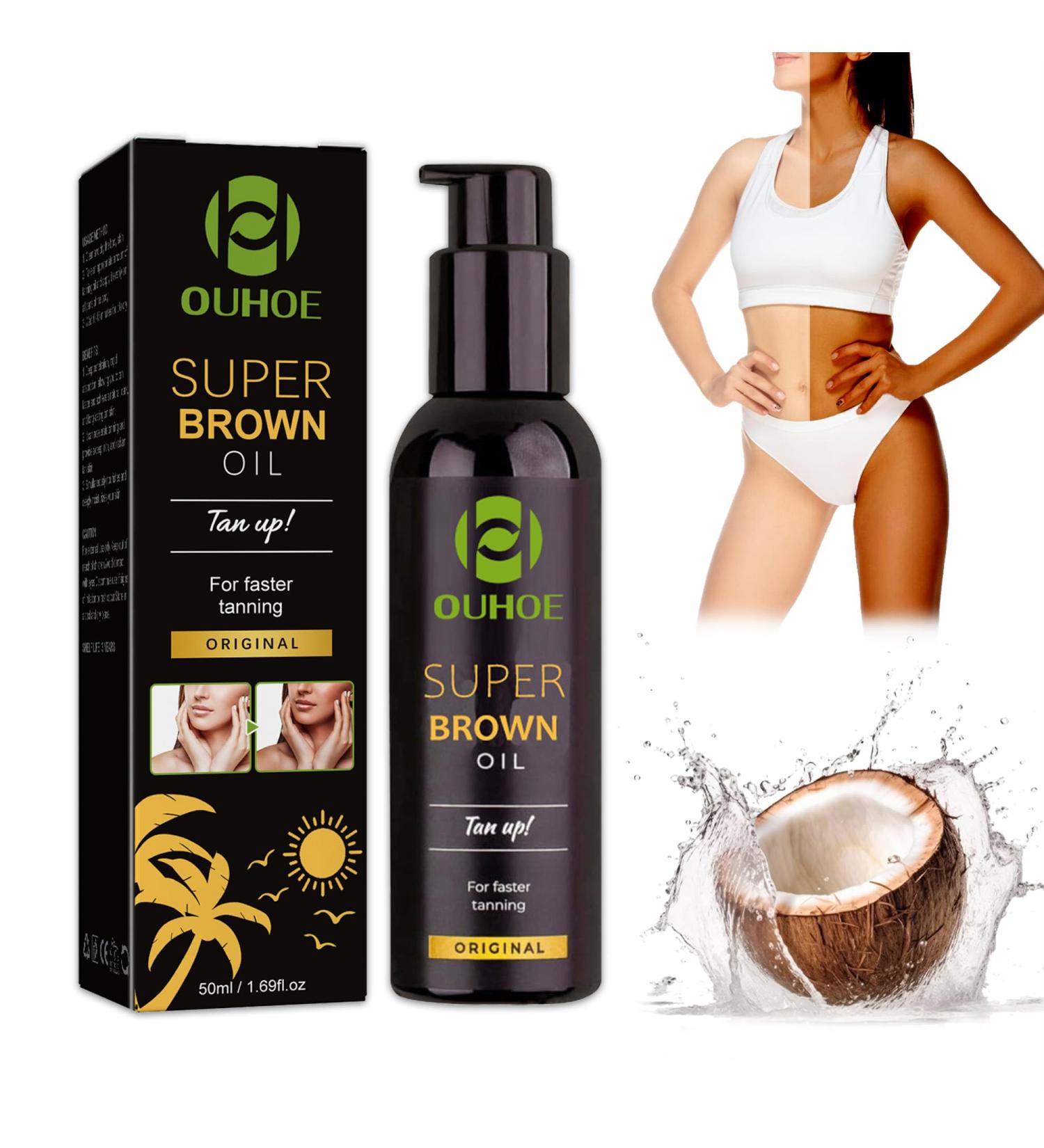 Super Brown Oil Deep Tanning Oil Tan Accelerator Oil Moisturizing Skincare Faster Tanning Achieve a Natural Tan with Natural Ingredients for Sunbeds & Outdoor Sun - Buy Online on GoSupps.com