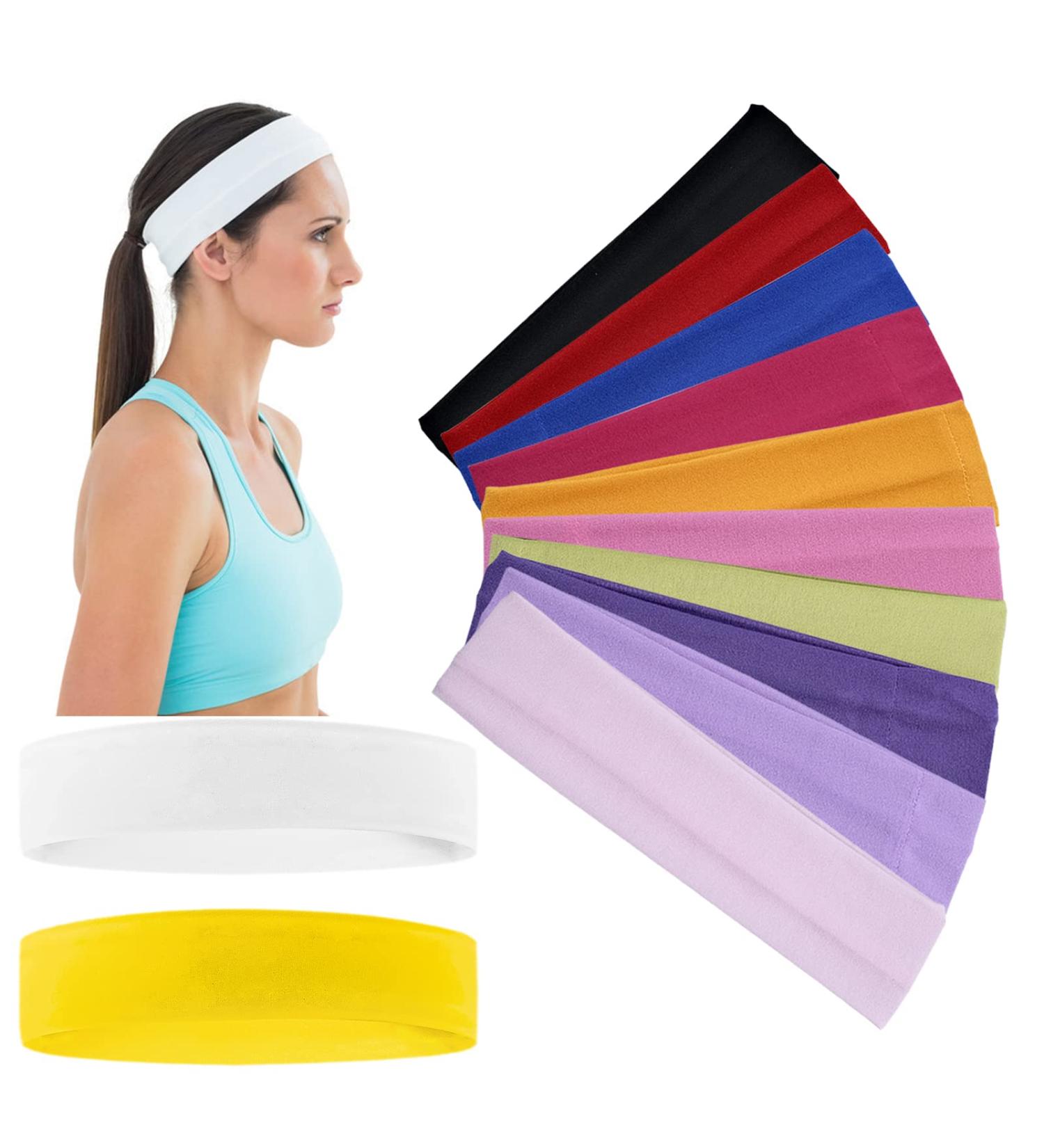 12 Pack Sports Headbands for Women | Cotton Elastic Yoga Hair Bands for Running Pilates & Cycling - Buy Online on GoSupps.com