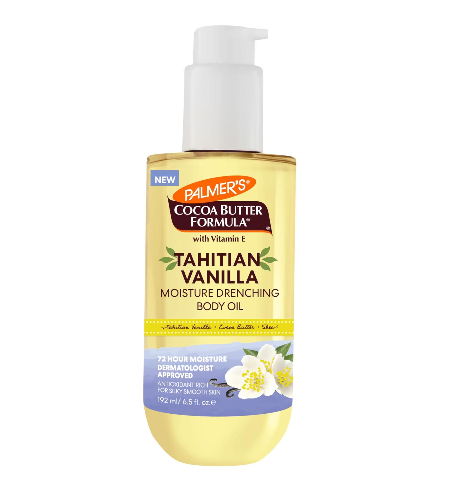 Palmer's Cocoa Butter Formula Body Oil Moisture Drenching Tahitian Vanilla 6.5 Oz 72Hr Hydration with Shea Butter & Vitamin E for Softer Skin Protects & Soothes Dryness Dermatologist Approved - Buy Online on GoSupps.com