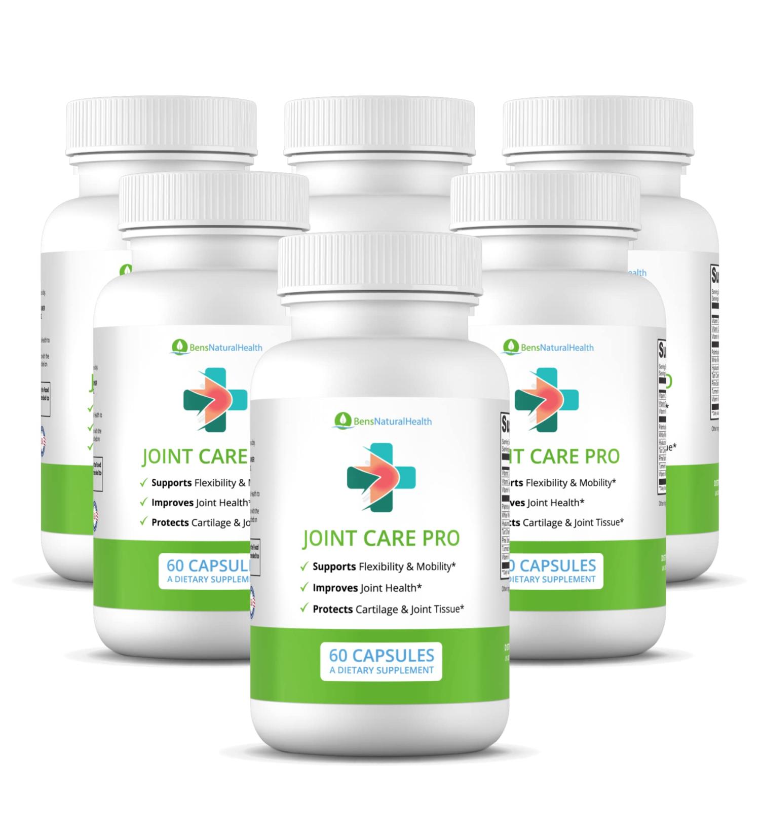 Ben's Natural Health Joint Care Pro Joint Health Supplement with Turmeric Hyaluronic Acid Vitamin C D K Pea White Willow Bark 60 Capsules 60 Count (Pack of 6) - Buy Online on GoSupps.com