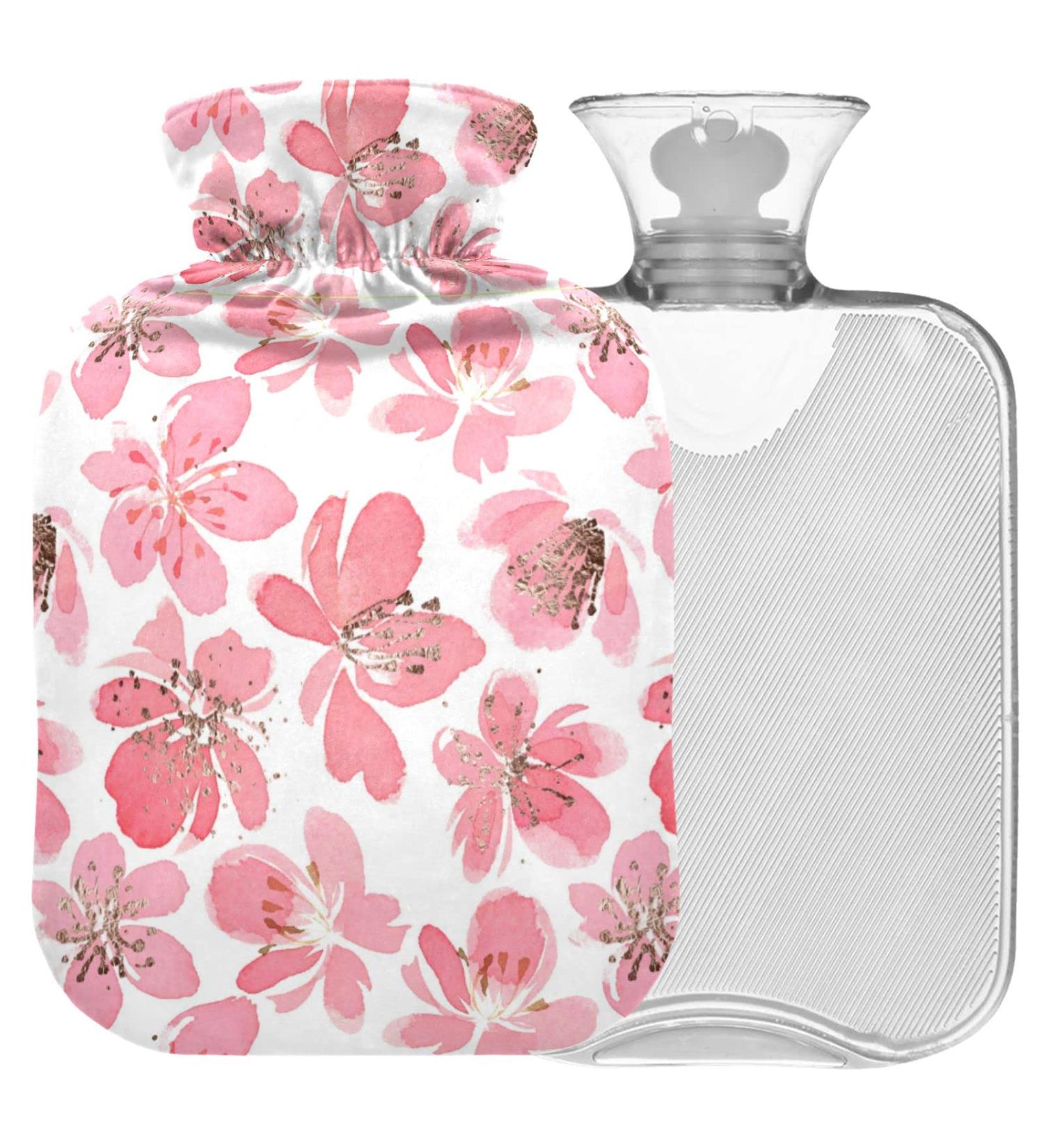 NAANLE 2L Hot Water Bottle with Peach Cherry Blossoms Cover | Relief for Menstrual Cramps Heat & Cold Therapy - Buy Online on GoSupps.com