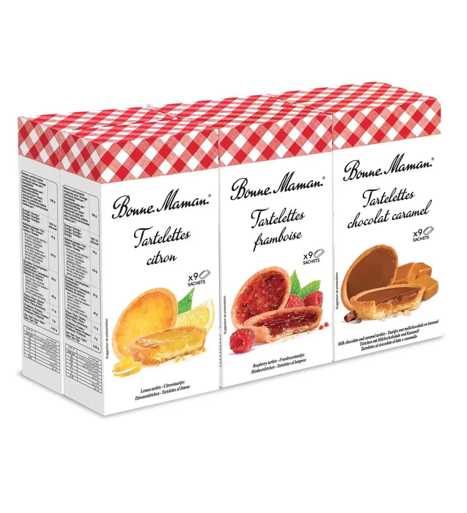 Bonne Maman Petites Tartlets | Lemon - Raspberry - Chocolate Caramel - Pack of 6 Boxes | Delicious Mix Tarts Petites Tartlets Pack | Share Pack ! Sold by Essential Products - Buy Online on GoSupps.com