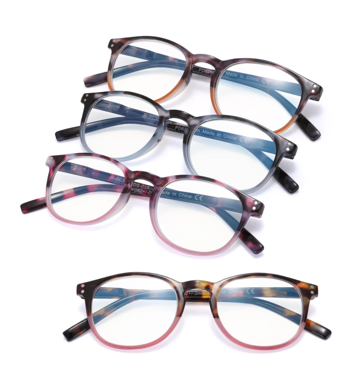 4 Pack Blue Light Blocking Reading Glasses for Women, 1.5x Magnification - Spring Hinge Readers - Buy Online on GoSupps.com
