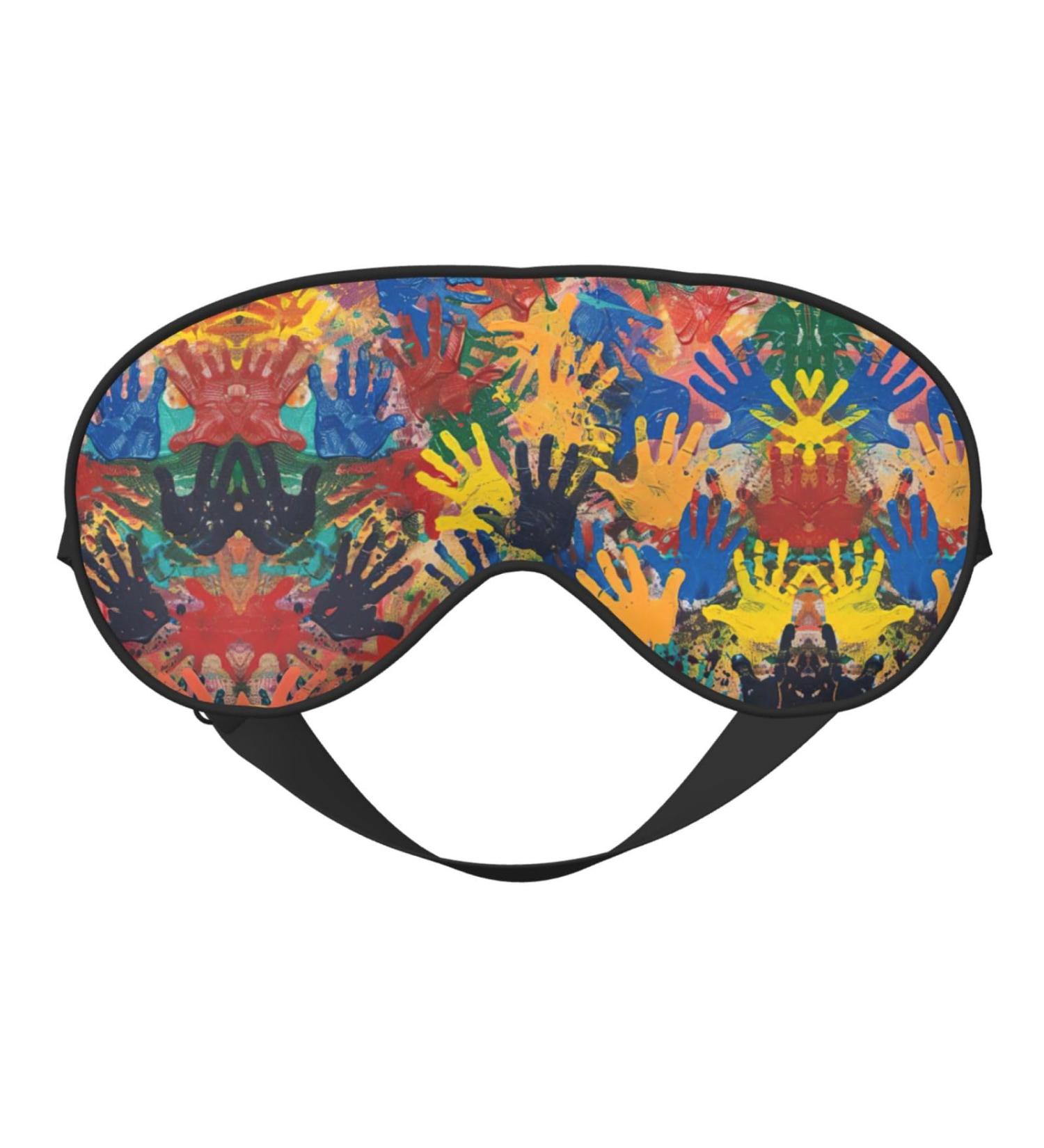 Kids Hand Print Unisex Sleep Eye Mask | Soft Comfort Eye Shade for Travel Yoga and Shift Work - Black - Buy Online on GoSupps.com