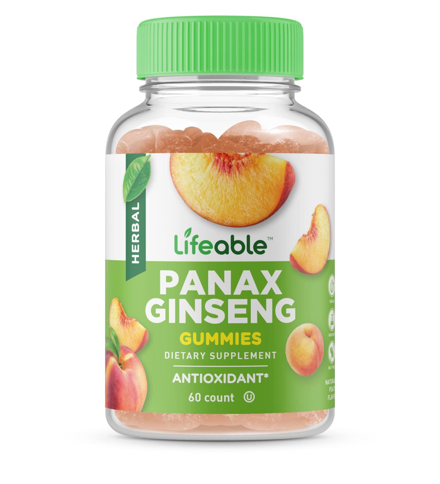 Lifeable Panax Ginseng Root Extract - Great Tasting Natural Flavor Gummy Supplement Vitamins - Non-GMO  Gluten-Free  Vegan  Chewable - for Antioxidant Support - for Adults Men Women Kids - 60 Gummies - Buy Online on GoSupps.com