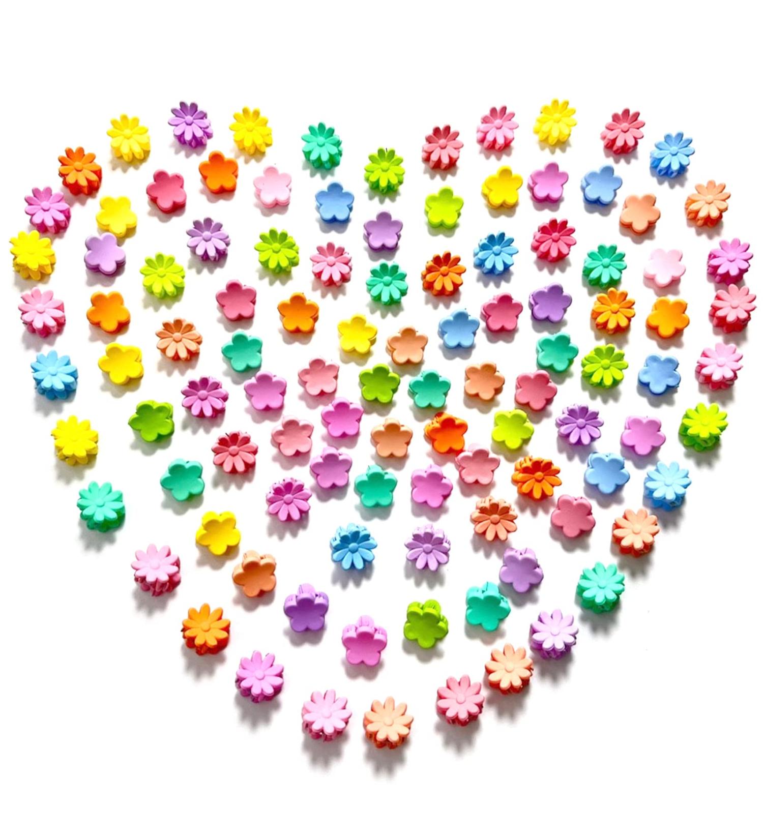MOODKEY 100PCS Kids Hair Clips - Cute Daisy Flower Mini Claw Clips for Girls in Random Candy Colors - Buy Online on GoSupps.com