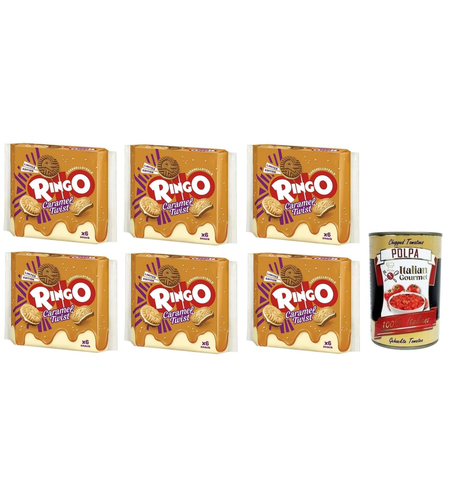  Italian Gourmet E.R. Ringo Caramel Twist Set of 6 Biscuits Filled with Salted Caramel Cream 165 g Each pack contains 6 individual servings + Polpa di Pomodoro Italian Gourmet Polpa di Pomodoro 400 g - Buy Online on GoSupps.com