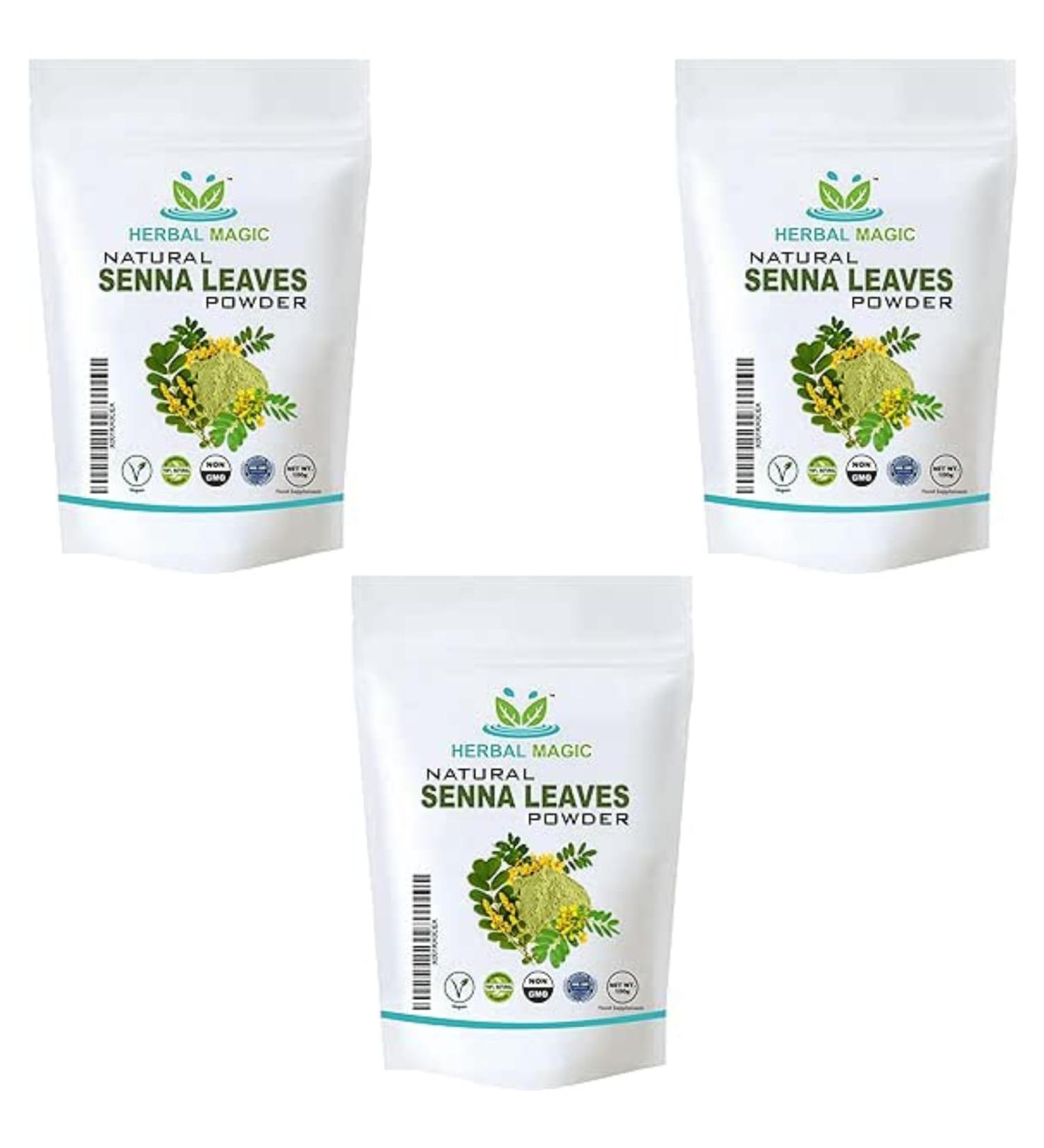 Herbal Magic's Pure & Natural Senna Leaves Powder-Also Known As-East Indian Senna Cassia Senna Egyptian Senna Sene de la Palthe Sonamukhi-Mild Sweet Slightly bitter Aromatic Whole Leaves Used- 300g - Buy Online on GoSupps.com