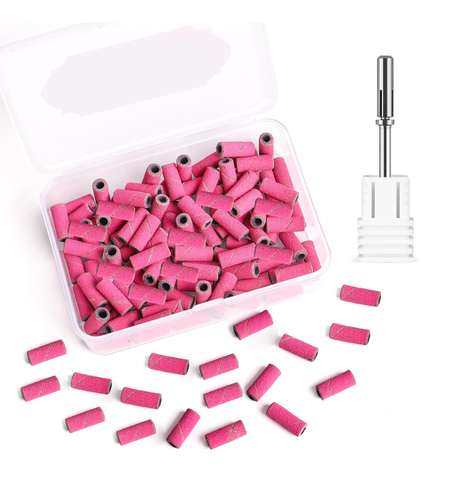 BQAN 240 Grit Sanding Bands for Nail Drills - 100pcs Pink Fine Grit Bands with 3.1mm Mandrel for Acrylic Nails & Gel Manicure - Buy Online on GoSupps.com