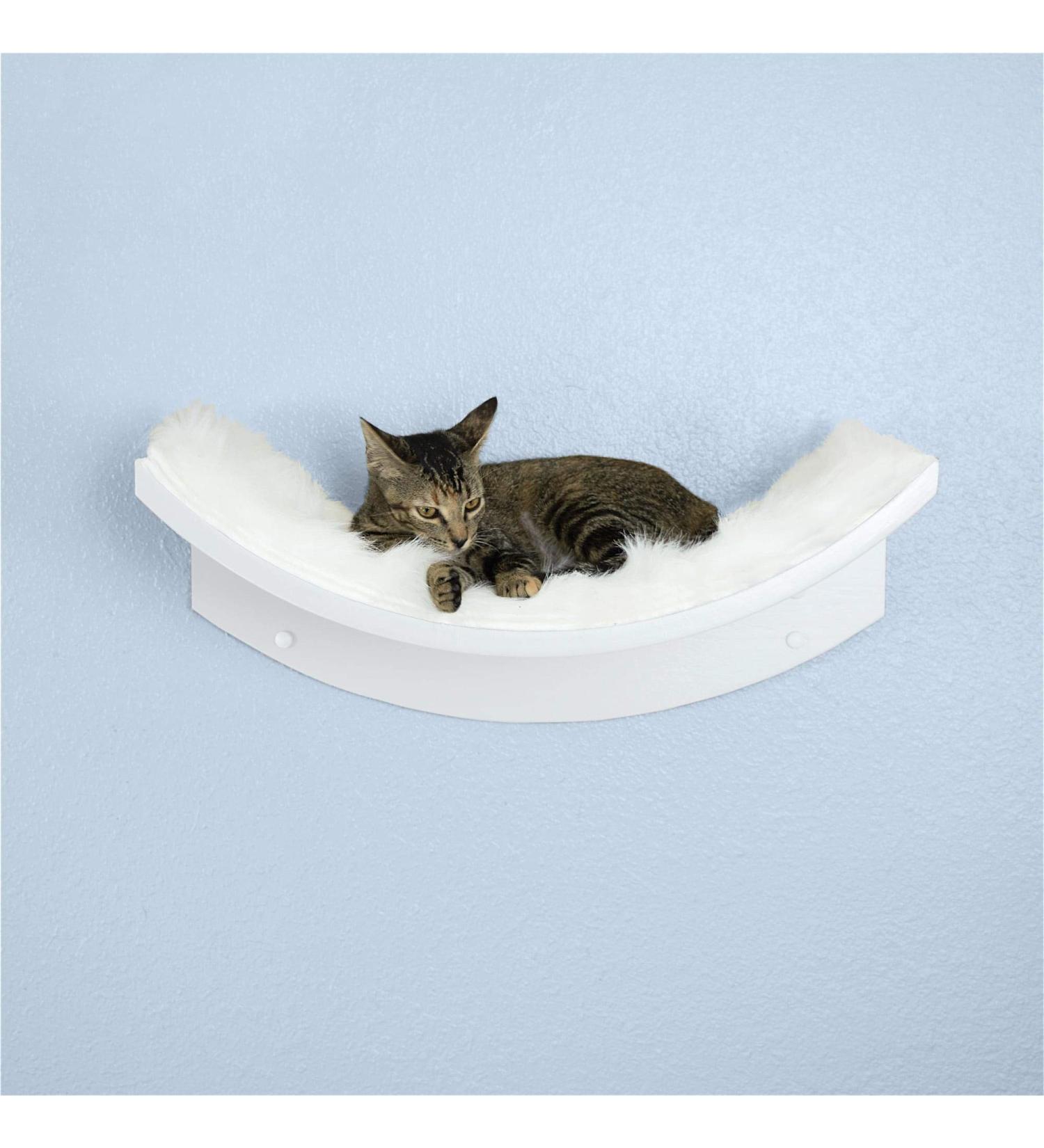 22 Inch Refined Feline Lotus Leaf Cat Shelf - Replaceable Carpet - Wall Mounted Cat Perch - White - Buy Online on GoSupps.com