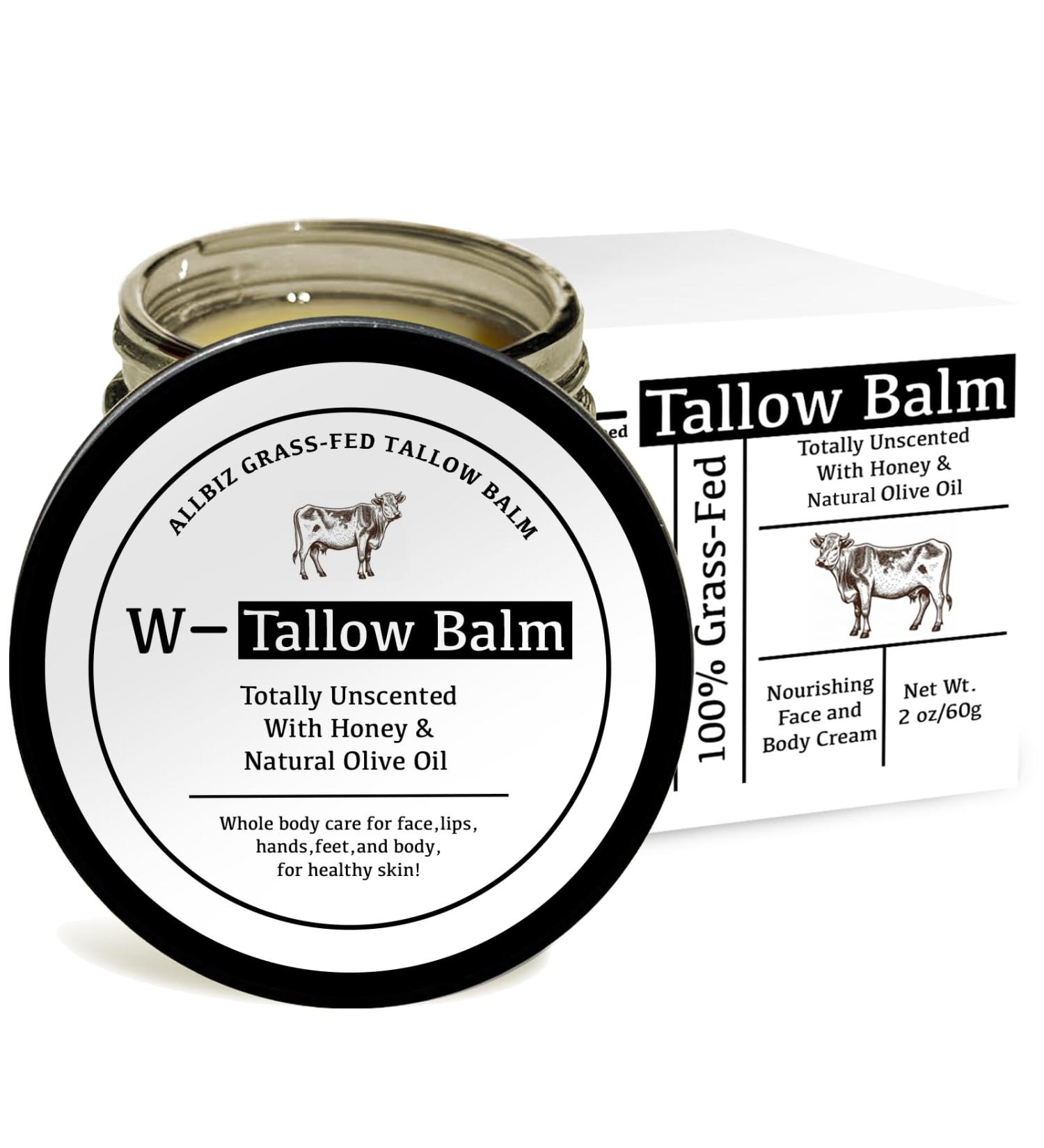 ALLBIZ Beef Tallow Honey Face Moisturizer - All Natural 100% Grass-Fed Tallow & Raw Wild Honey Balm for Radiant Skin (Unscented - Buy Online on GoSupps.com