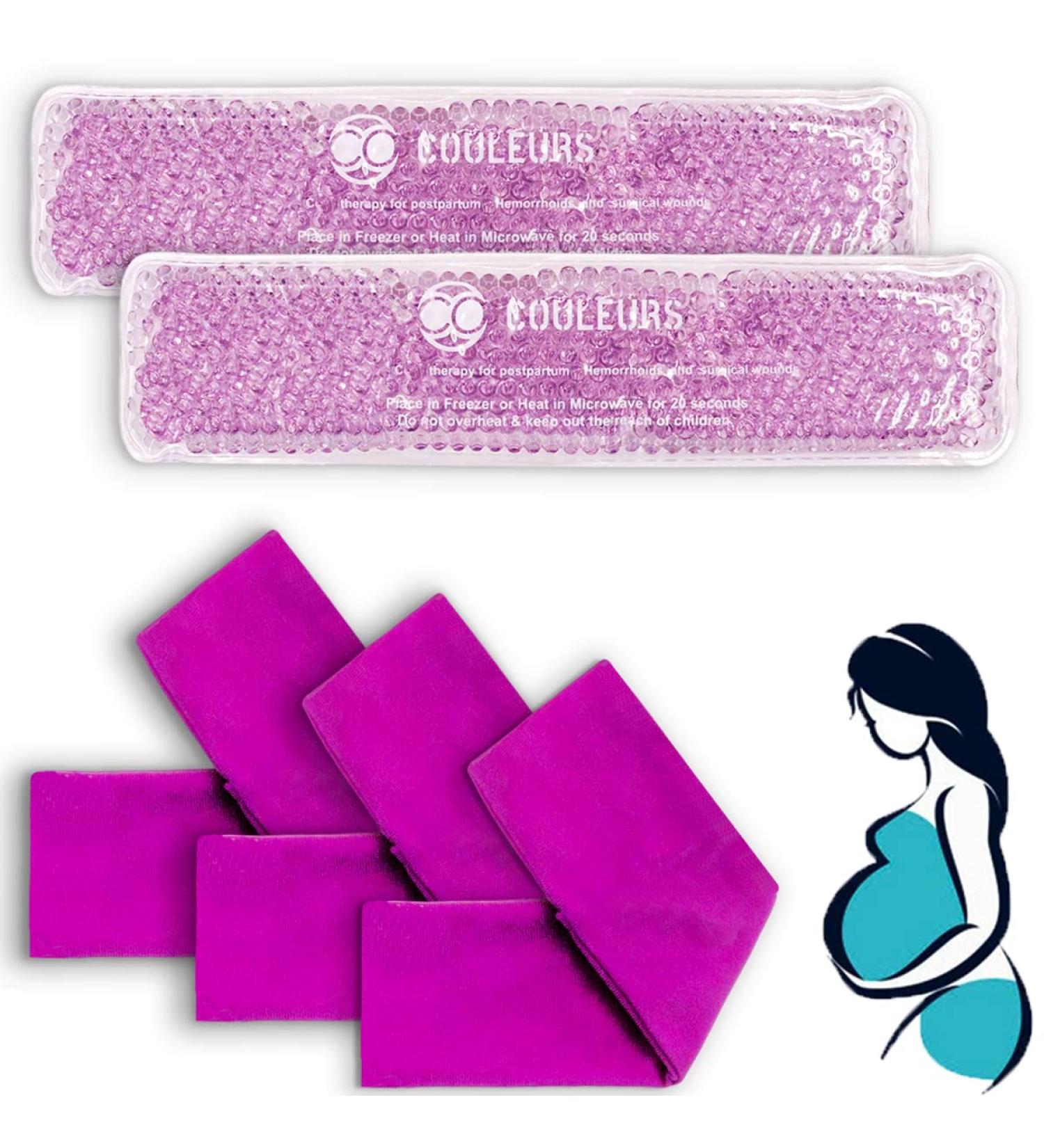 Postpartum Cooling Pad for Pain Relief - 2 Gel Packs with 3 Washable Sleeves - Purple - Buy Online on GoSupps.com