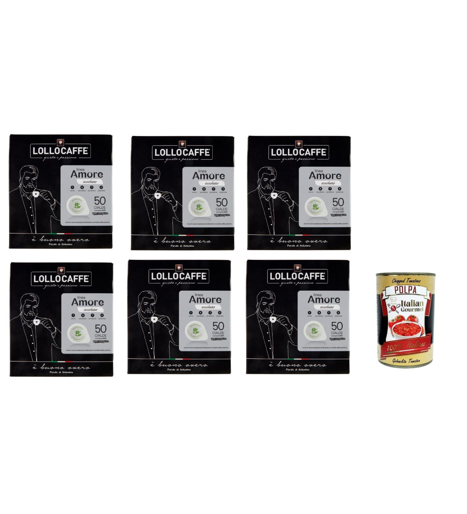  Italian Gourmet E.R. Lollo coffee line love absolute Set of 6 packs of 50 x 7.5 g + Gourmet Italian pulp 400 g - Buy Online on GoSupps.com