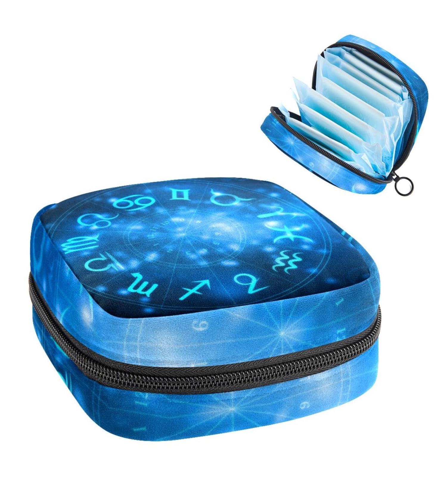 GIAPB Period Bag | Sanitary Napkin Storage Pouch | Blue Zodiac Design | Travel Makeup Organizer - Buy Online on GoSupps.com