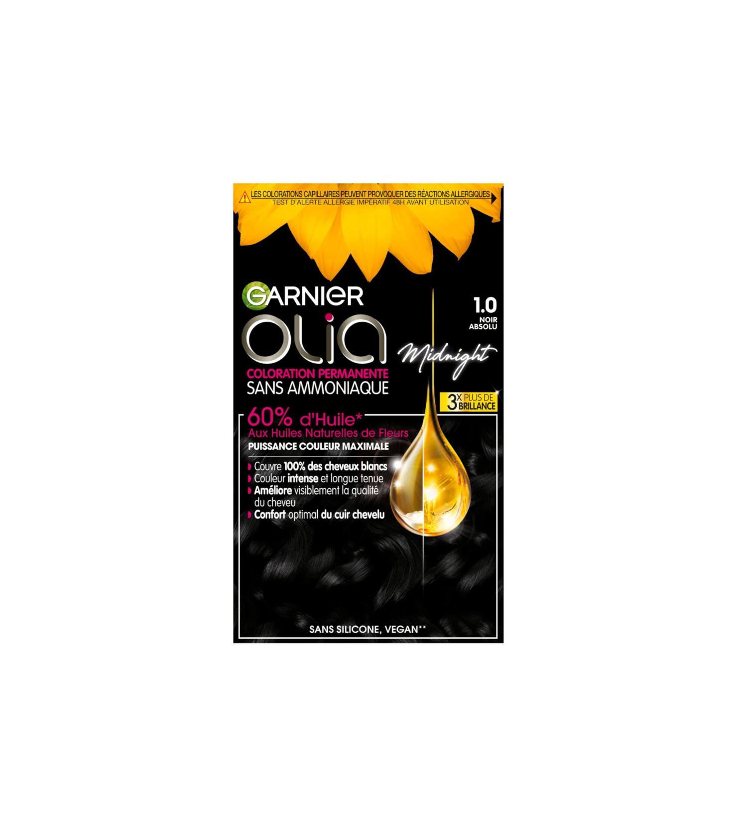 Garnier Olia Ammonia Free Permanent Oil Dye Absolute Black Noir Absolu - Buy Online on GoSupps.com