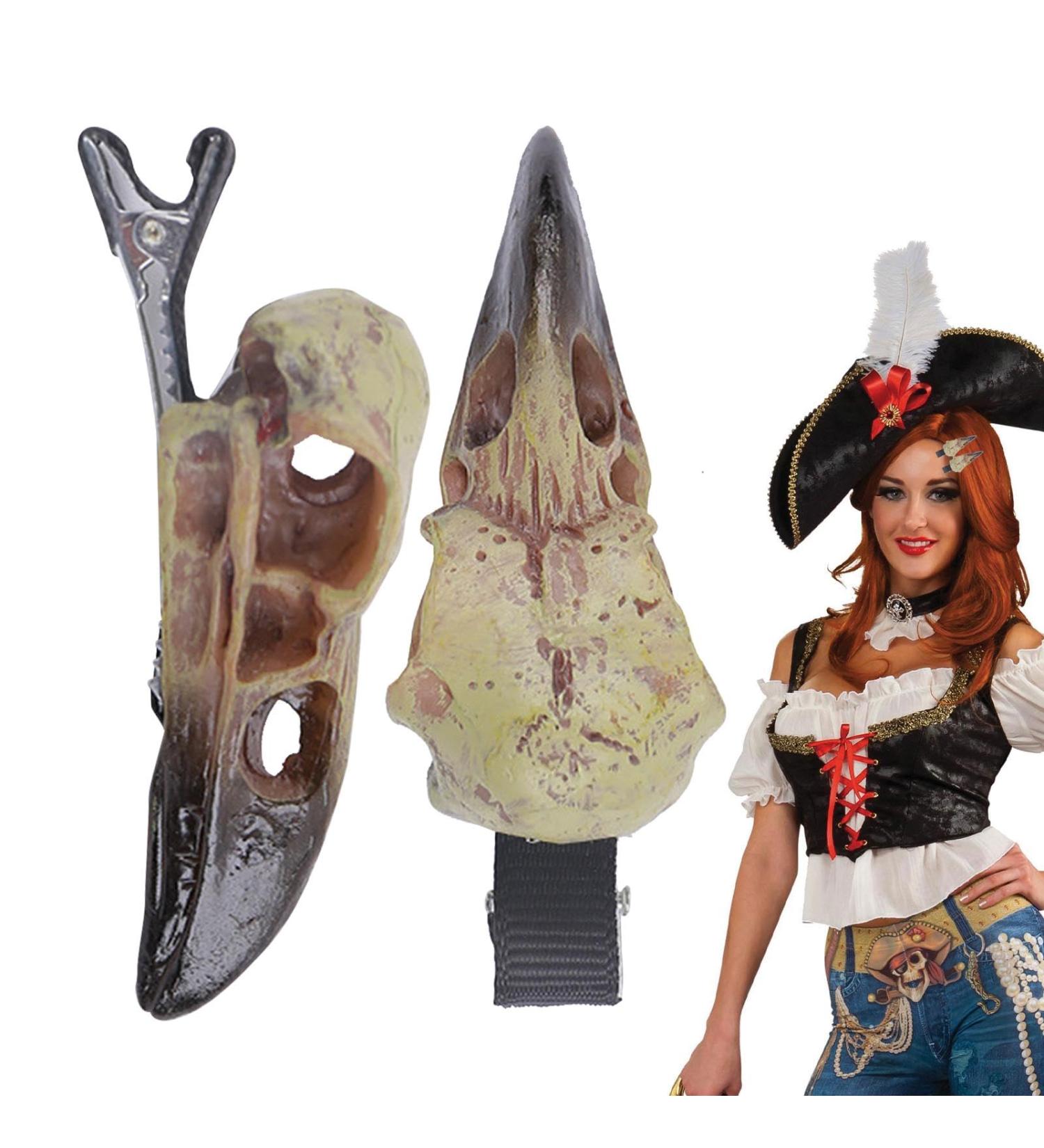 Crow Head Skull Hair Clips - Resin Barrette Spooky Hair Piece For Hairstyles | Accessory Hairpins For Costume Parties Holiday Day Of The Dead Halloween - Buy Online on GoSupps.com