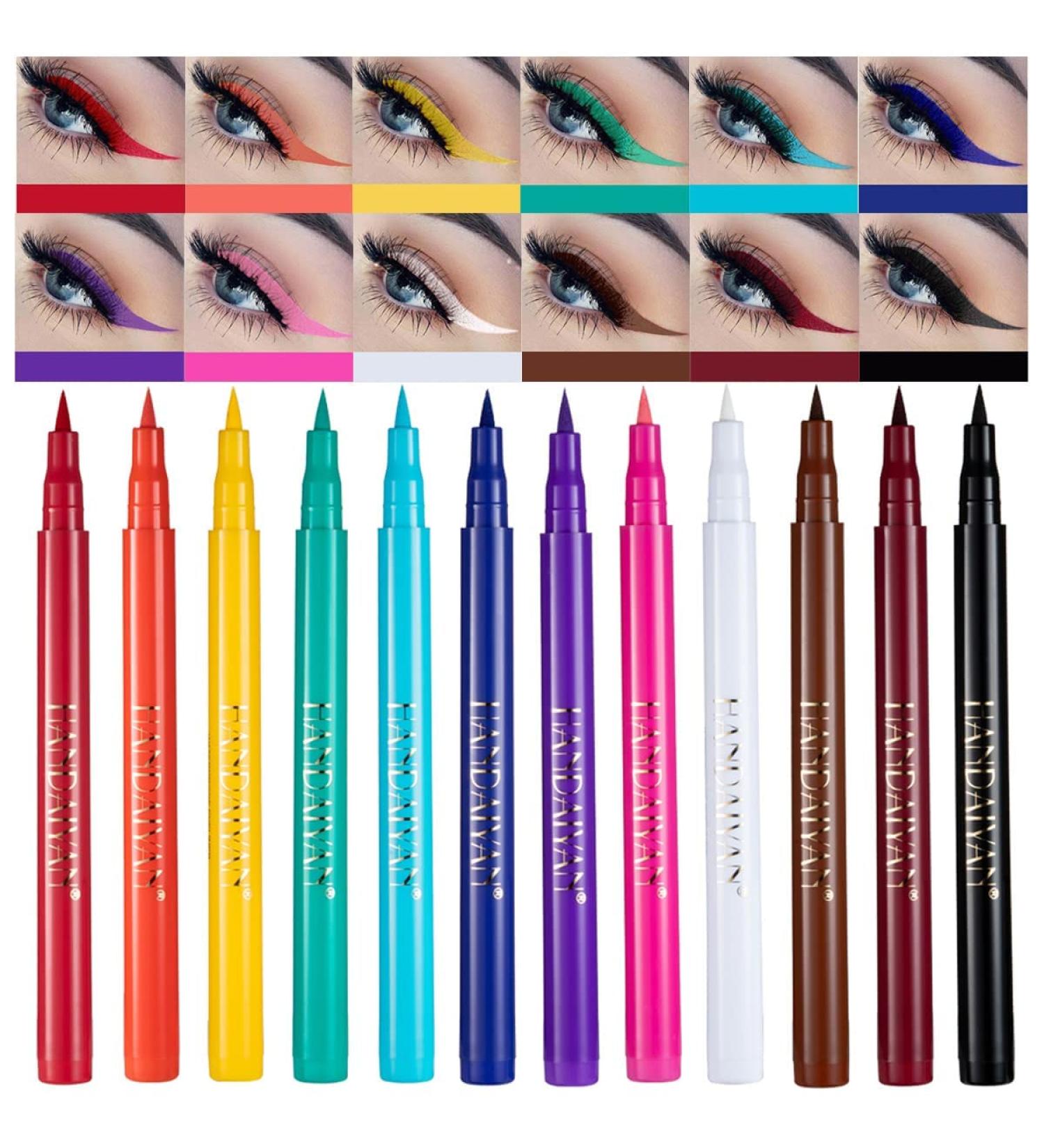 12 Colors Matte Liquid Eyeliner Set - Waterproof Long-Lasting Neon Eyeliner Pencils | Perfect Christmas Makeup Gift for Women - Buy Online on GoSupps.com