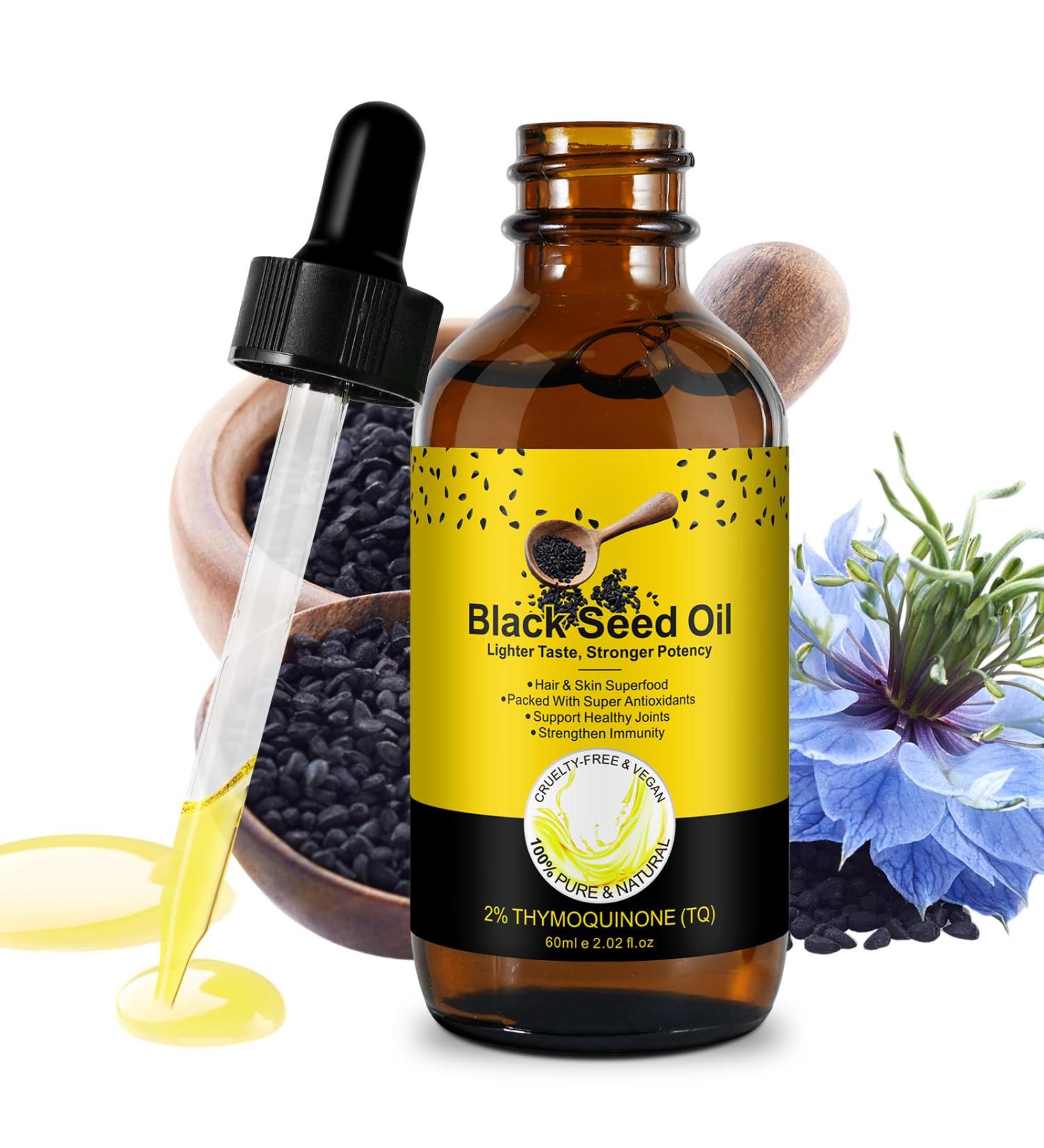 Organic Black Seed Oil - 100% Pure Natural & Cold Pressed Liquid Black Cumin Seed Oilwith Omega 3 6 9 Antioxidant and Thymoquinone for Hair Growth - Buy Online on GoSupps.com