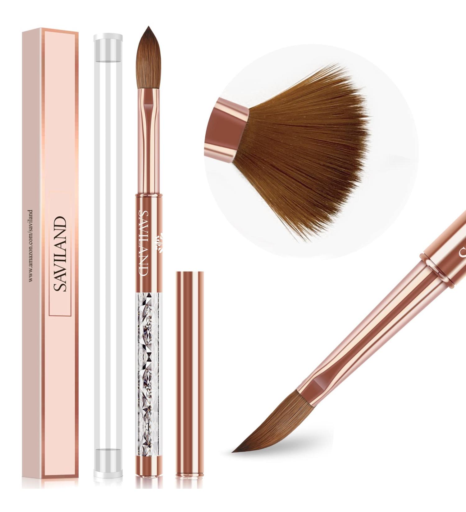 Saviland Size 12 Kolinsky Acrylic Nail Brush- Bronze Gold Handle, Ideal for Beginners and Professionals | Acrylic Powder Application Tool - Buy Online on GoSupps.com