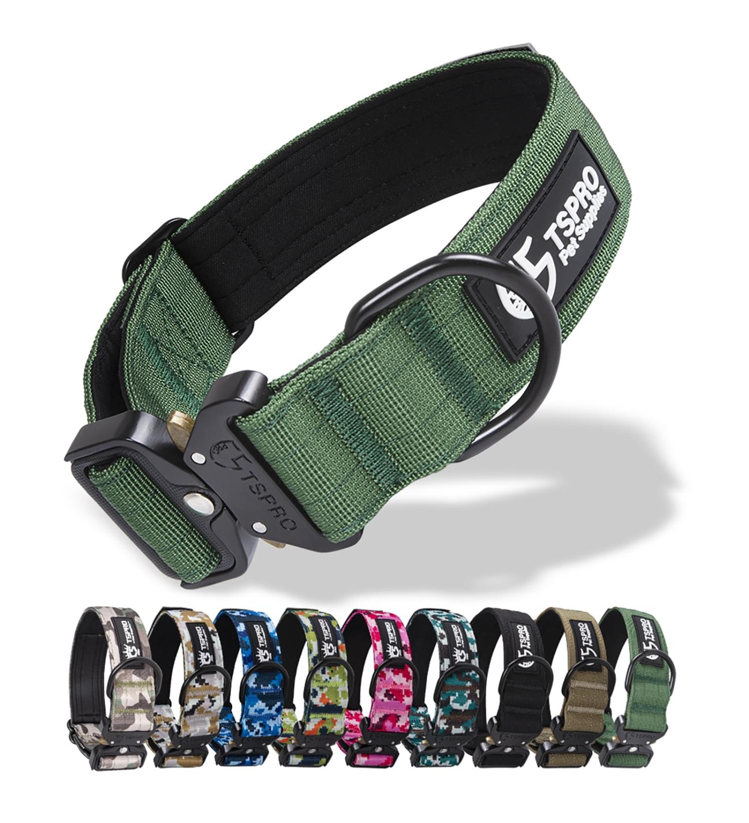 Tspro Premium Dog Collar - Adjustable Bright Patch Thick Collar with Metal Buckle for Small Medium & Large Dogs (Green Size L: 42.5cm-65cm) - Buy Online on GoSupps.com