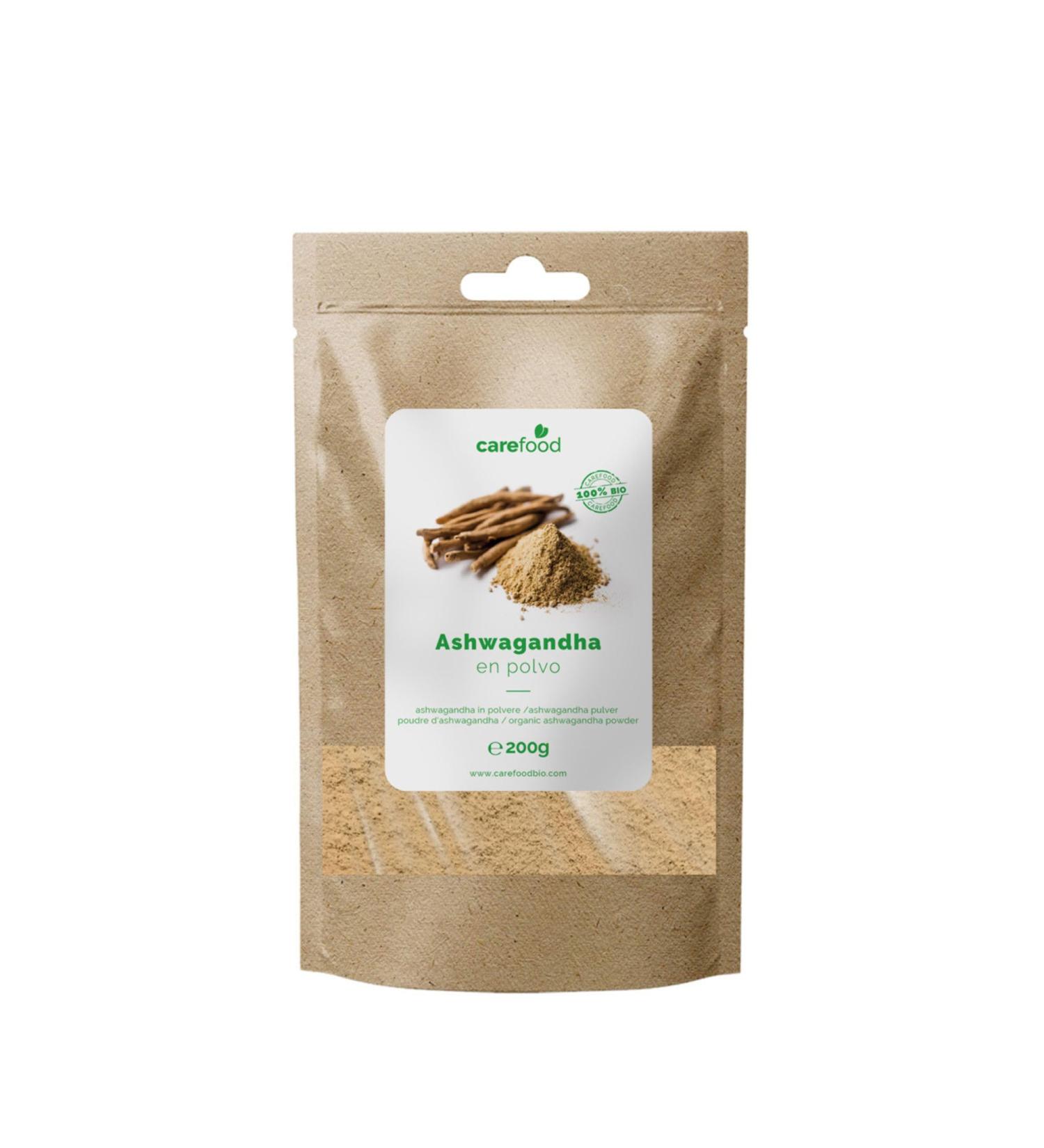 Carefood - Ashwagandha Powder 100% Organic - Ashwagandha Organic Natural Adaptogen Powder Suitable for Vegans - 200g - Buy Online on GoSupps.com