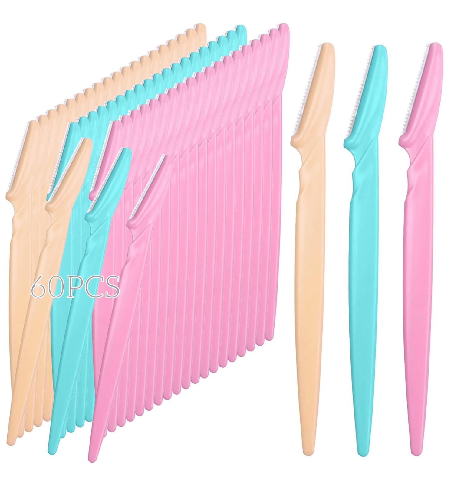 60 Multicolor Eyebrow Razors - Face Shaper & Foldable Multi-Purpose Razors for Women | International Shipping - Buy Online on GoSupps.com