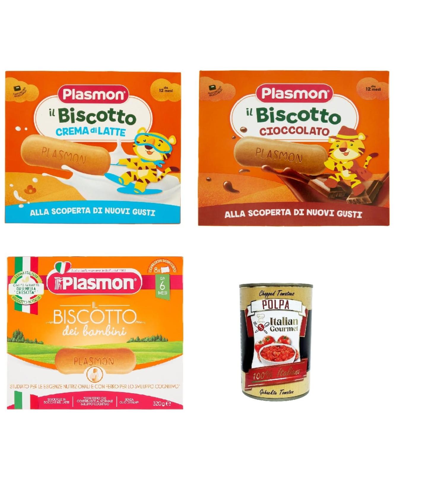 Italian Gourmet E.R. Plasmon test pack Classic biscuit chocolate and milk cream 12 m + 3 x 320 g + Italian Gourmet pulp 400 g - Buy Online on GoSupps.com