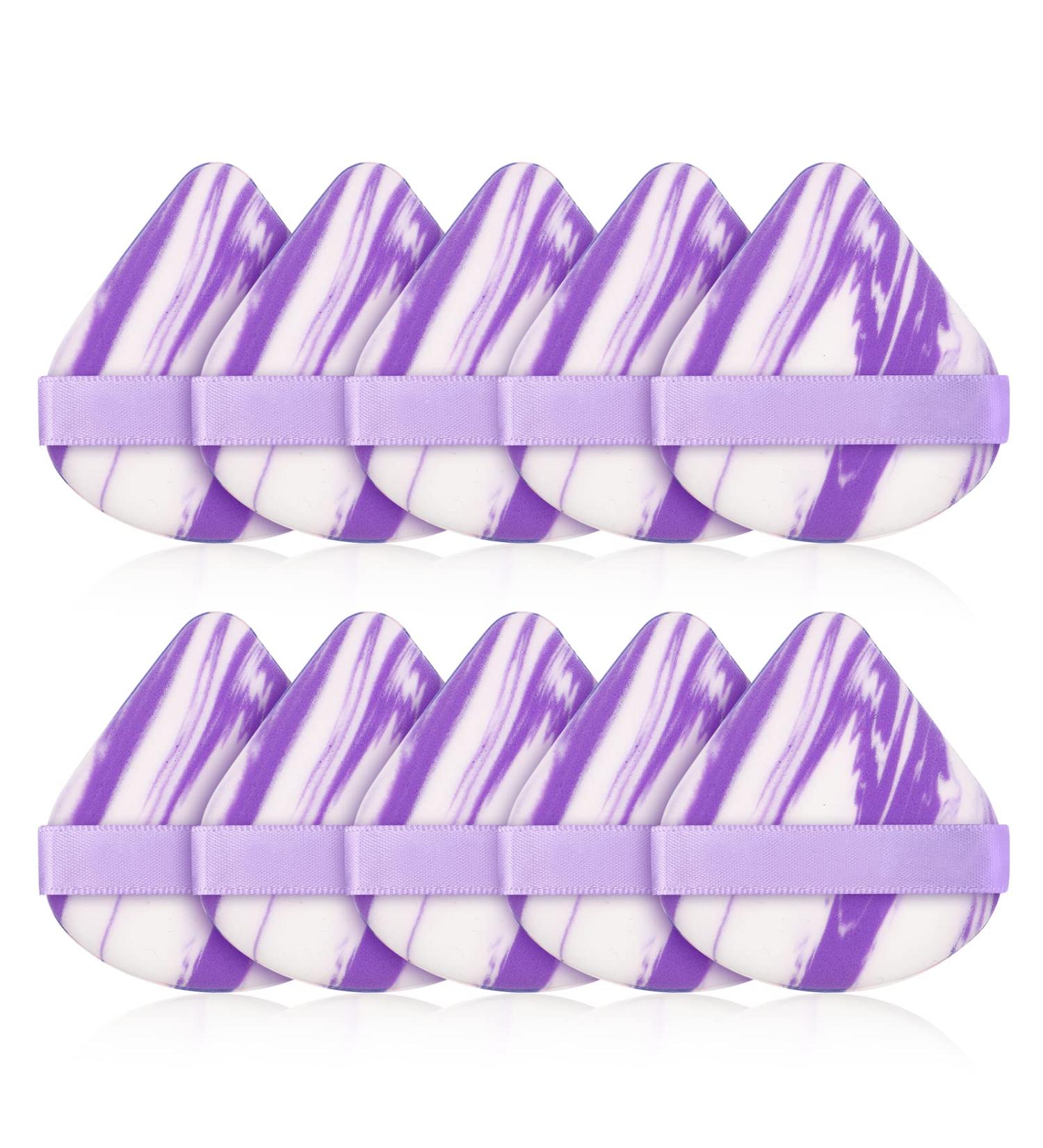 Buy Powder Puffs - Soft Reusable Makeup Sponge for Loose Powder | 10 Pcs Purple Triangle | Perfect for Foundation & Face Cosmetics - Buy Online on GoSupps.com