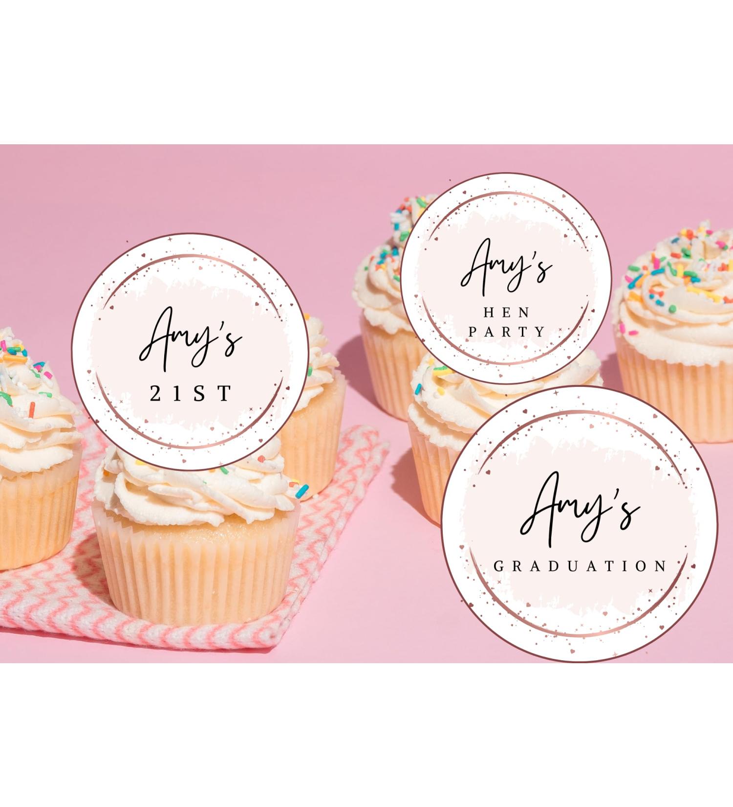 edible 20 x Personalised cupcake toppers UNCUT - Any occassion/Any wording (wafer card)