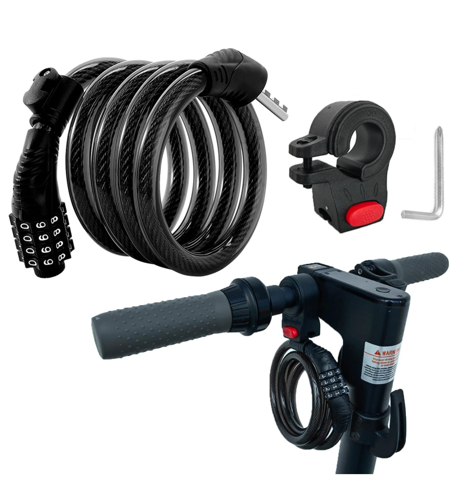E Roller Lock - 4-Digit Bicycle Cable Lock for Xiaomi M365/PRO2/Max/ES/GXL Scooter & More | 1.2m Anti-Theft Solution with 12mm Steel Cable - Buy Online on GoSupps.com