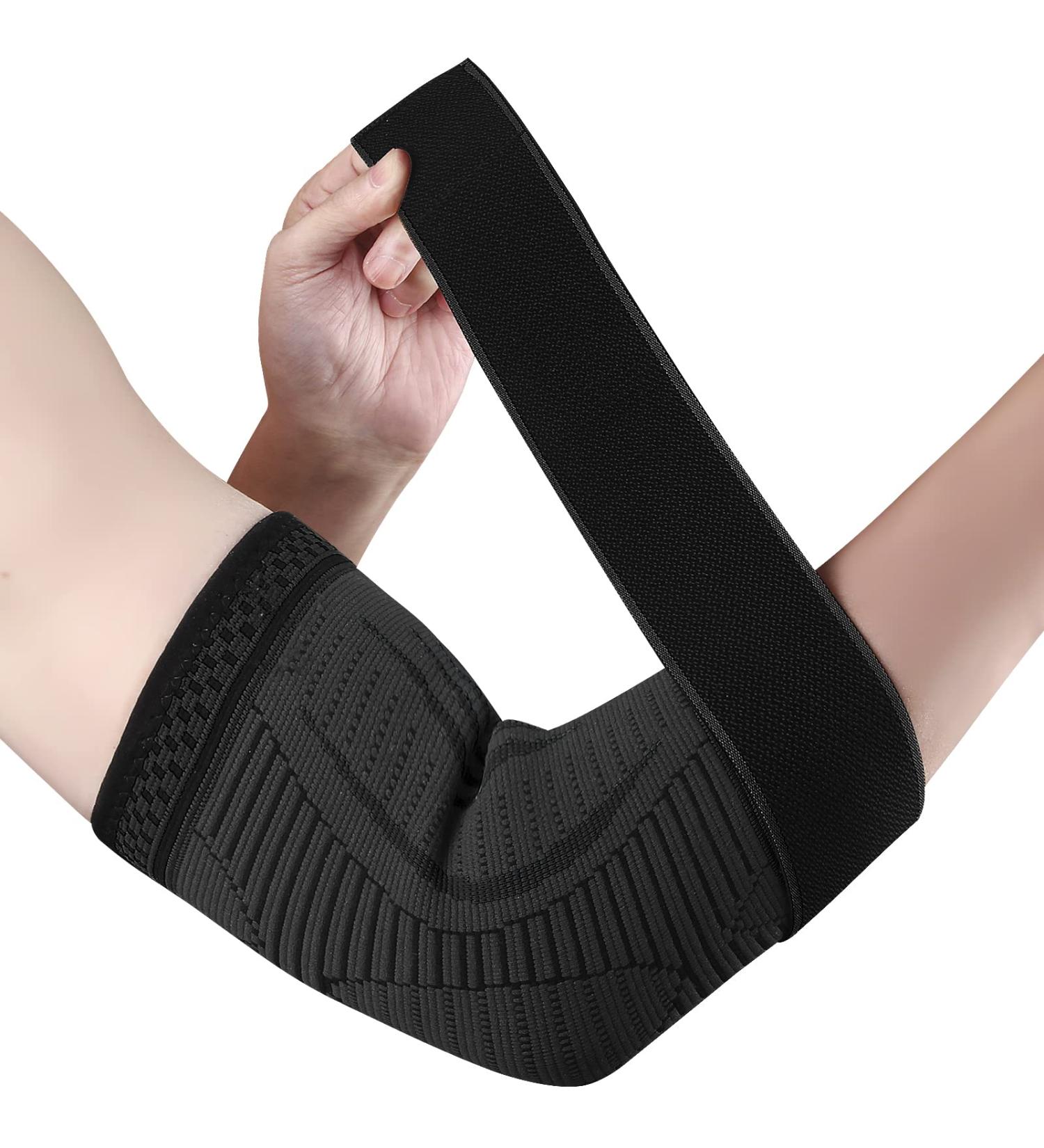 Compression Elbow Bandage for Men & Women - Adjustable Support for Tennis Elbow Golf Elbow Arthritis | Ellenbogen Bandage (Black L) - Buy Online on GoSupps.com