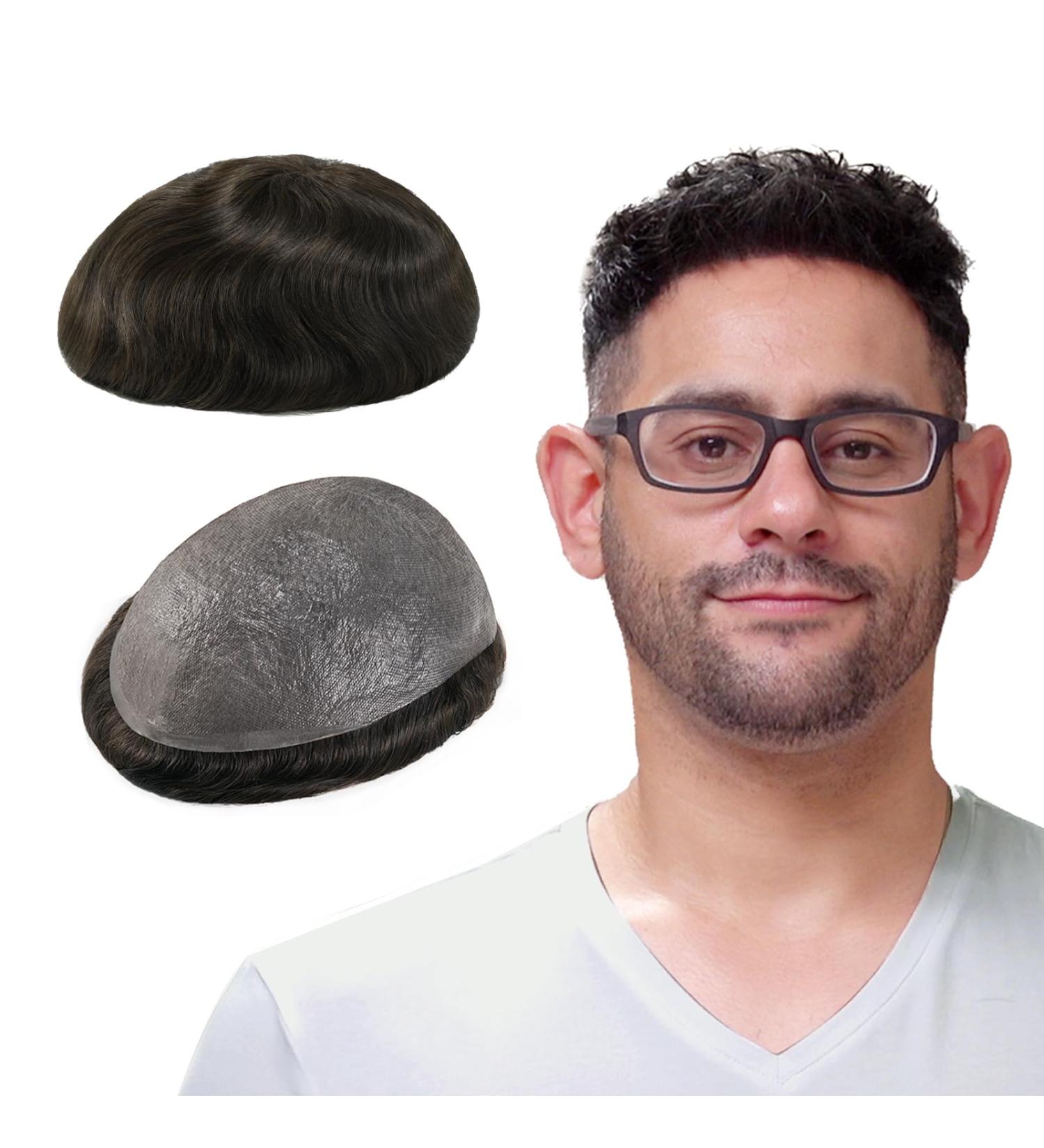 Lordhair Human Hair System for Men Mens Hair System Mens Toupee 0.03mm Thin Skin Hair Replacement System Base Size 8x10 Inch Light Medium Density Hairpiece Dark Light Brown 3# - Buy Online on GoSupps.com