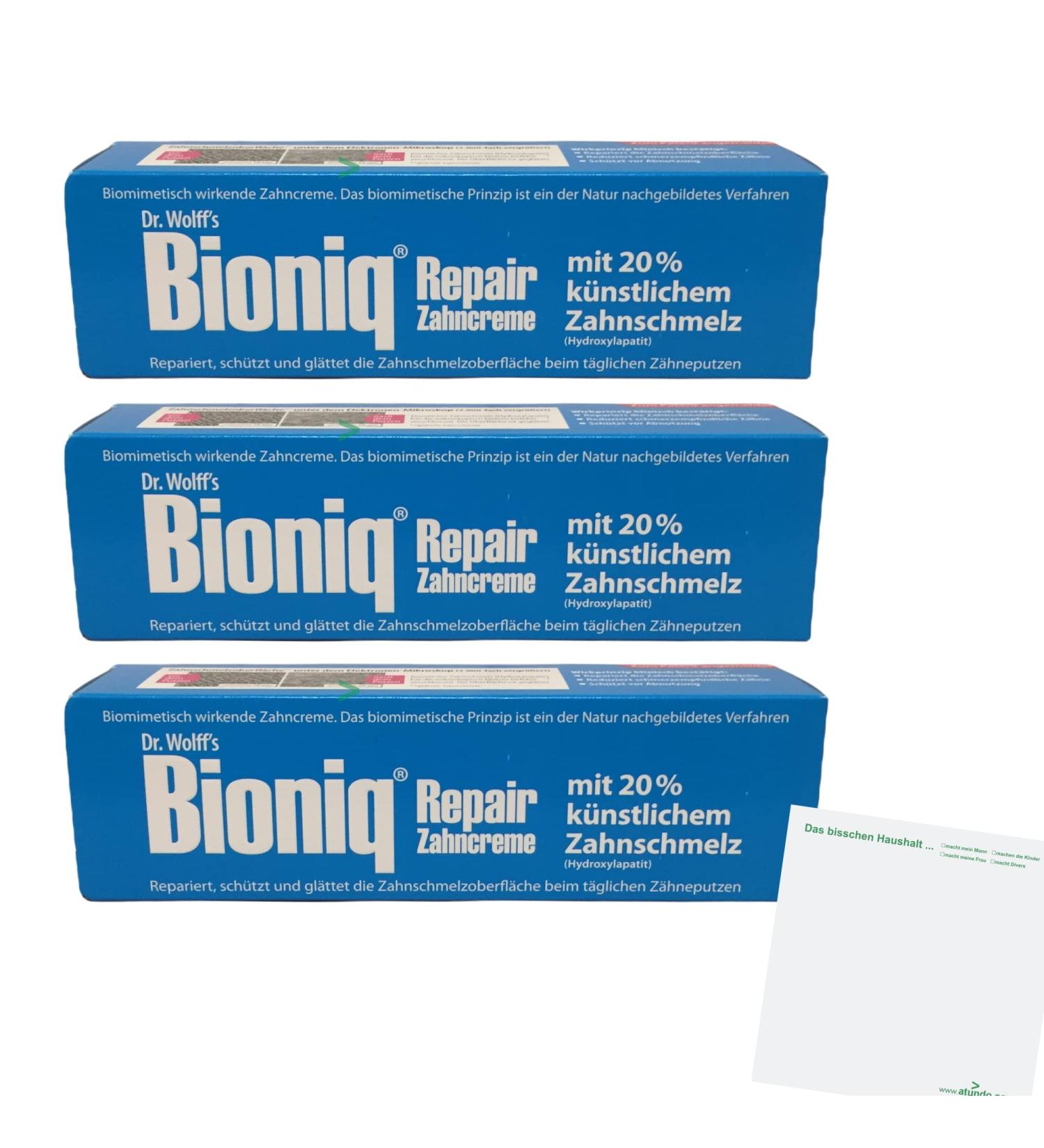 Bioniq Repair Toothpaste 3-Pack (3x75ml) + Usy Block - International Shipping Available - Buy Online on GoSupps.com